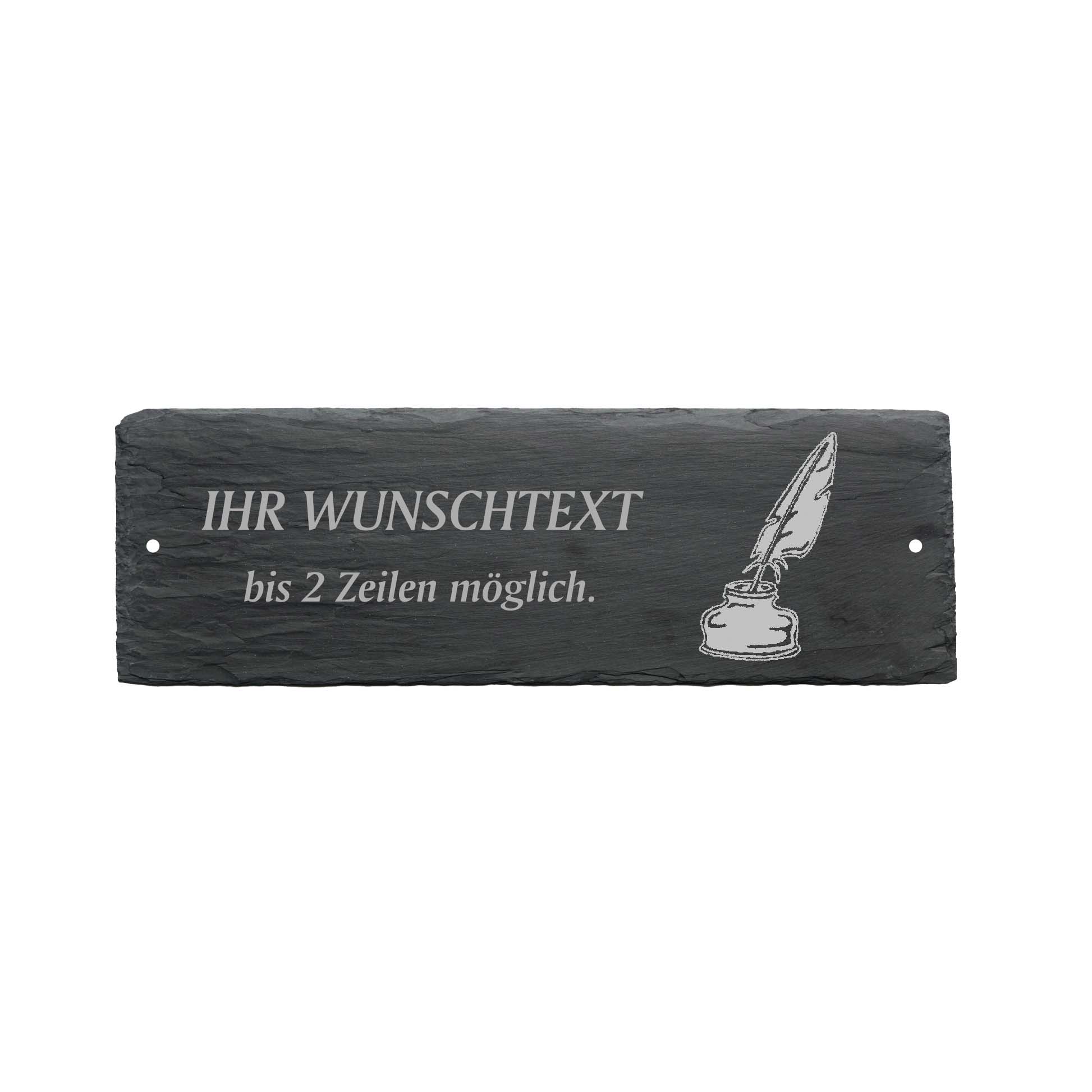 Türschild « TINTENFASS FEDER » ca. 22 x 8 cm - aus Schiefer