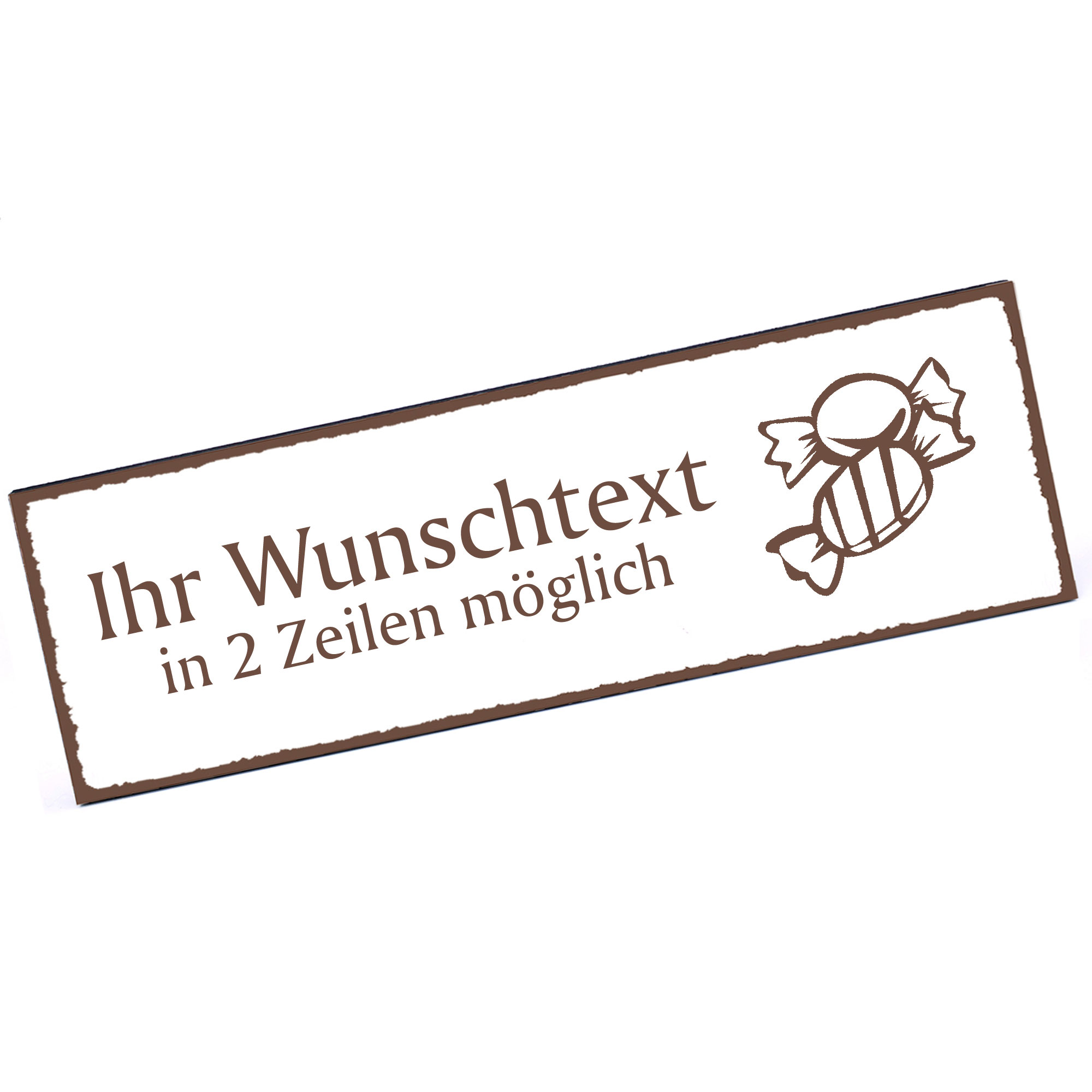Türschild Bonbons  Namensschild personalisiert mit Gravur - 150mm x 50mm - selbstklebend