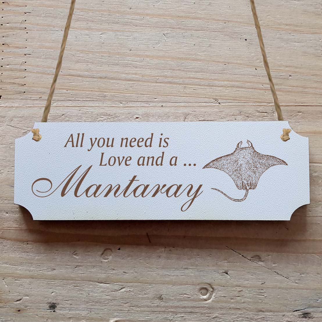 Dekoschild « All you need is Love and a Mantaray » Mantarochen