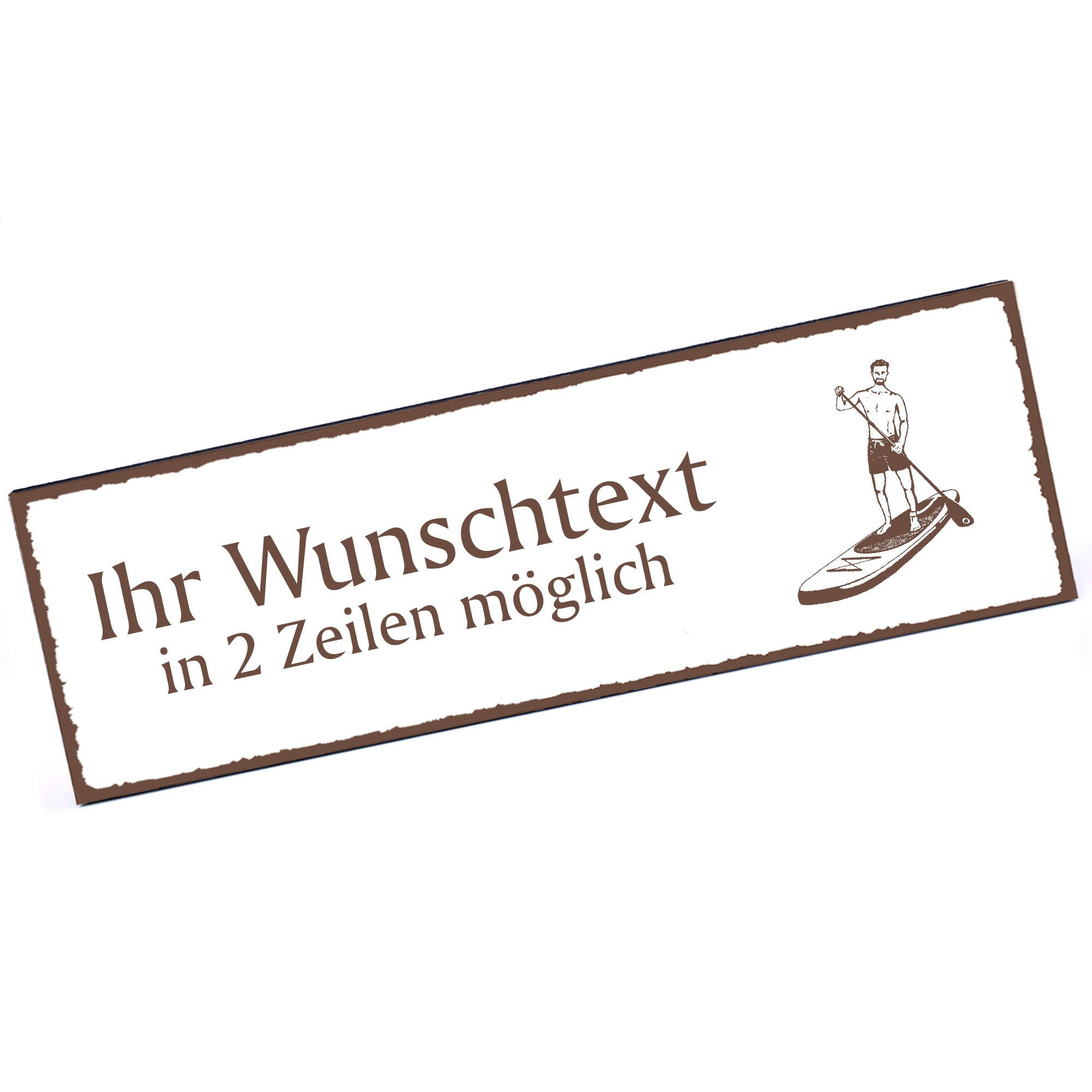 Türschild Stand up Paddling  Namensschild personalisiert mit Gravur - 150mm x 50mm - selbstklebend