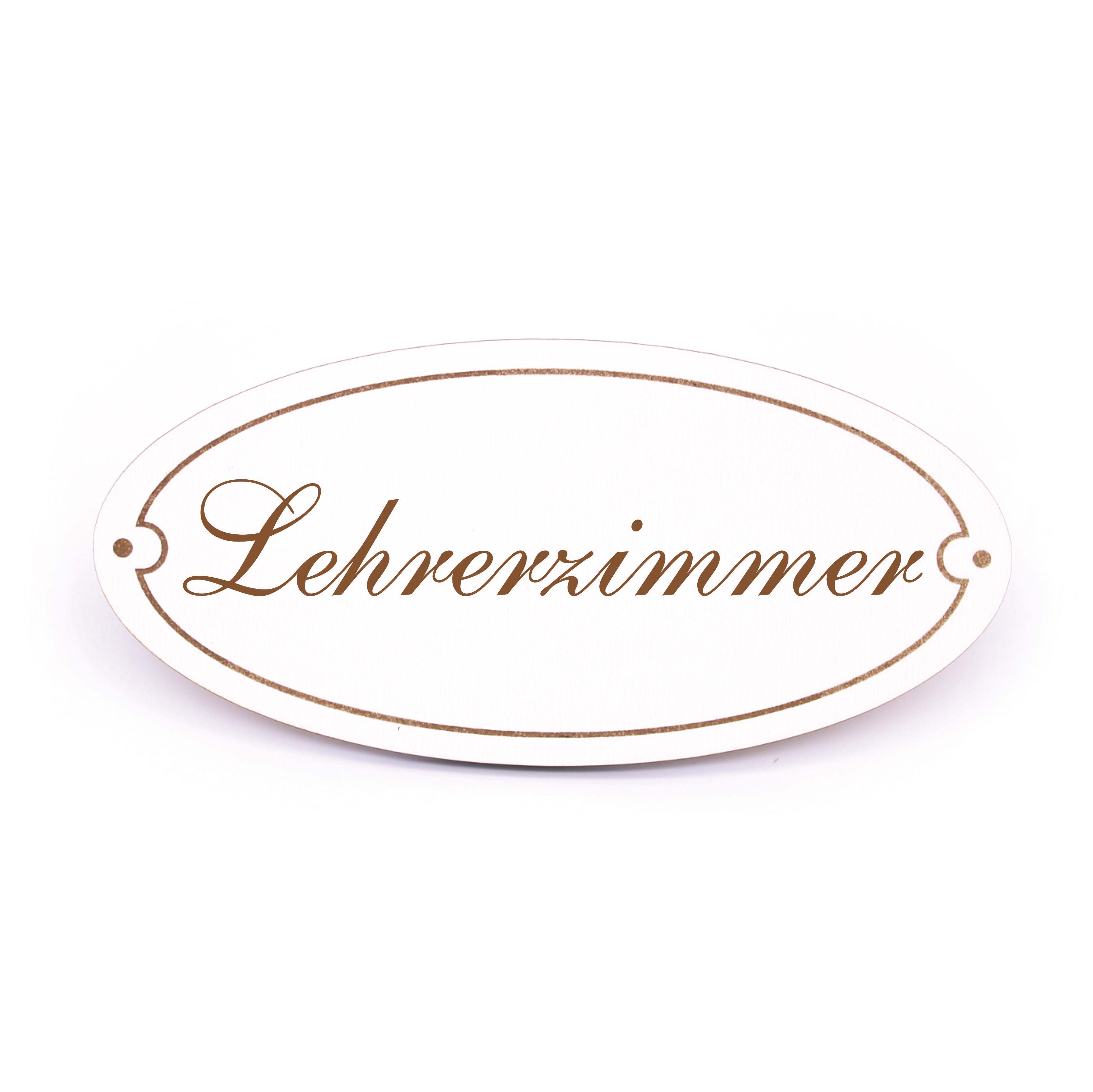 Ovales Türschild Lehrerzimmer - selbstklebend - 15 x 7 cm