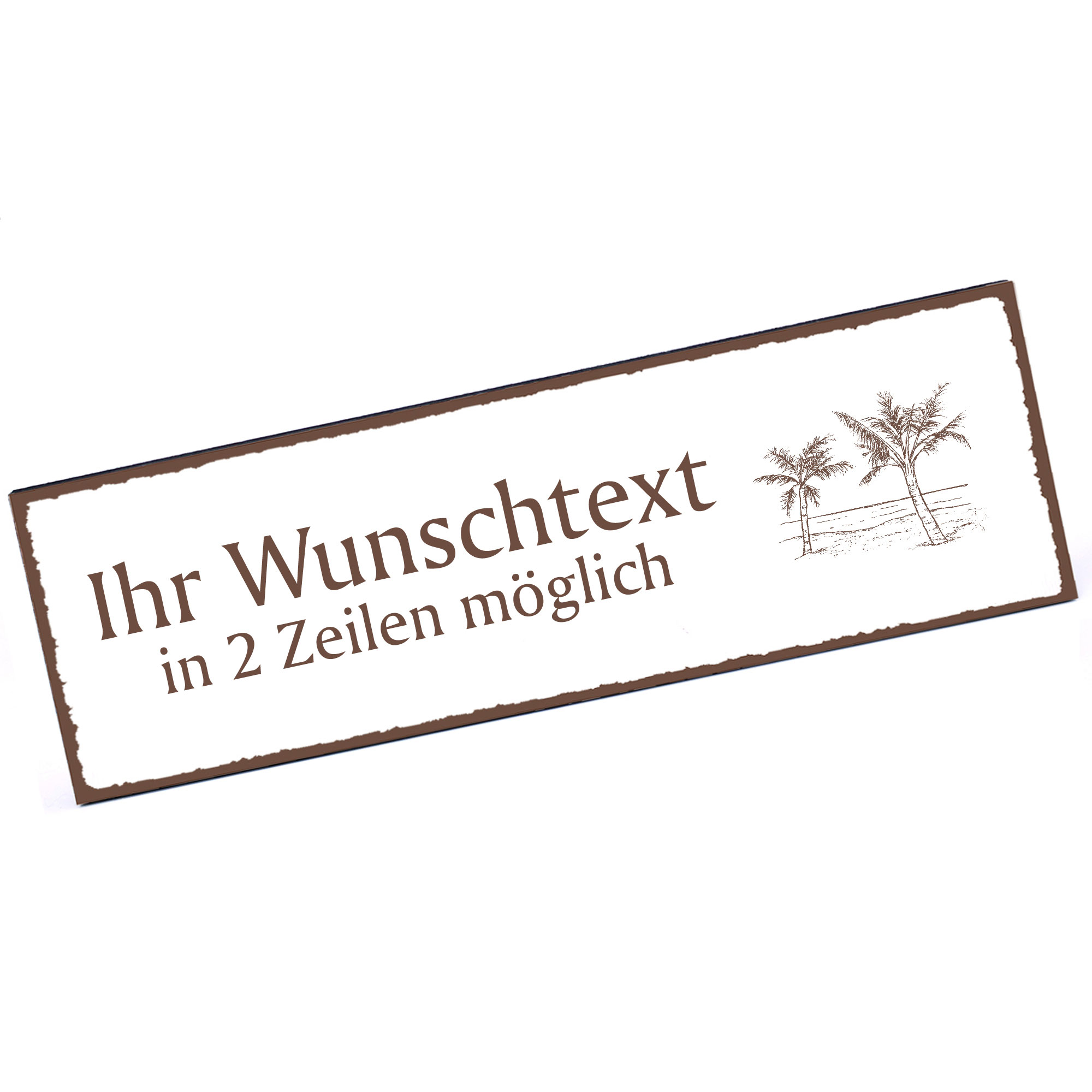 Türschild Palmen  Namensschild personalisiert mit Gravur - 150mm x 50mm - selbstklebend