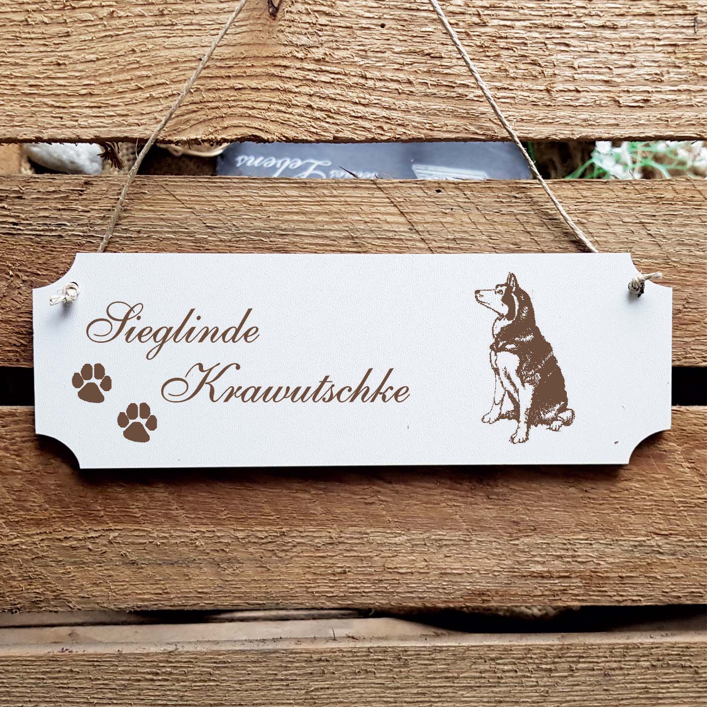 Schild « Siberian Husky 02 » Namensschild Türschild zum Anhängen - 20 x 6,7 cm