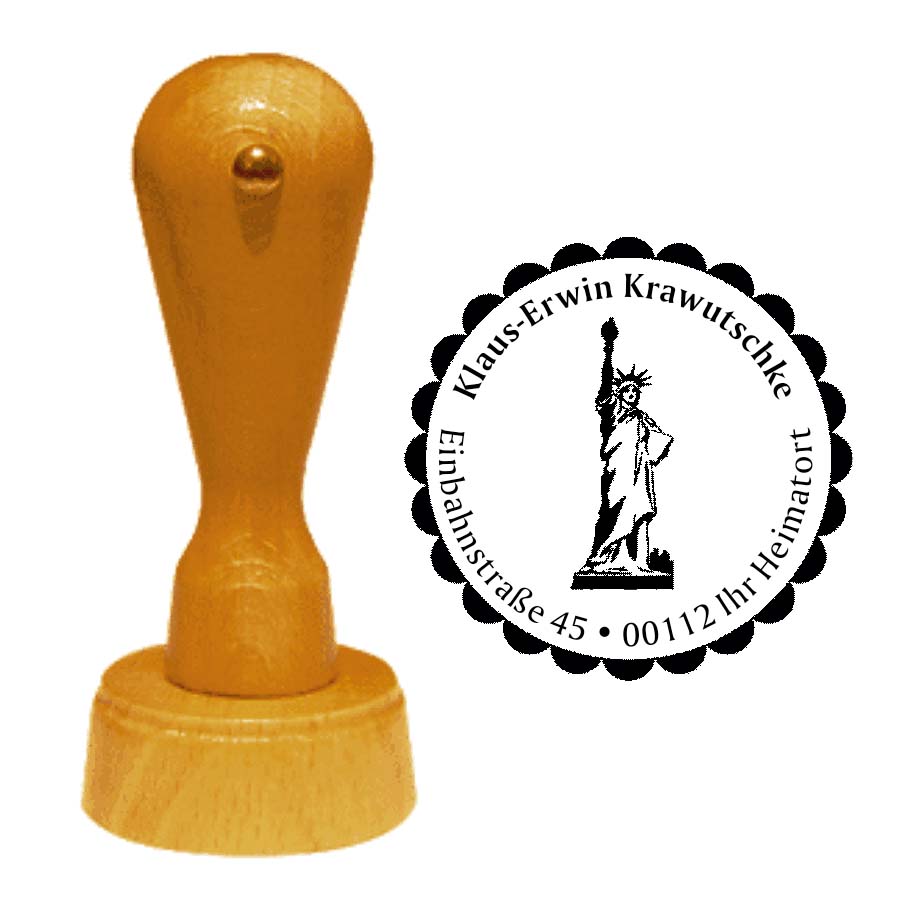 Adressenstempel « FREIHEITSSTATUE » mit persönlichem Wunschtext