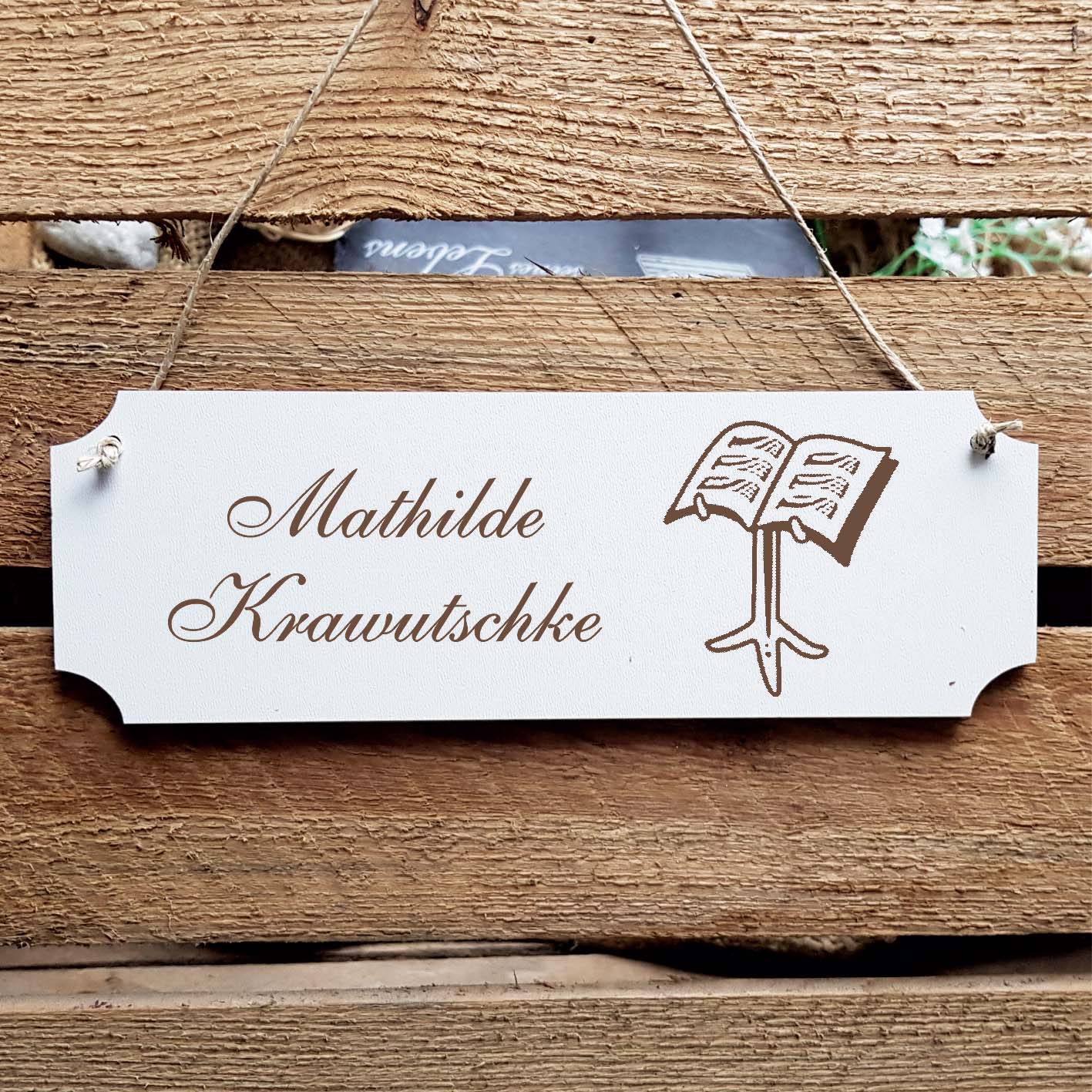 Schild « Notenständer » Namensschild Türschild zum Anhängen - 20 x 6,7 cm