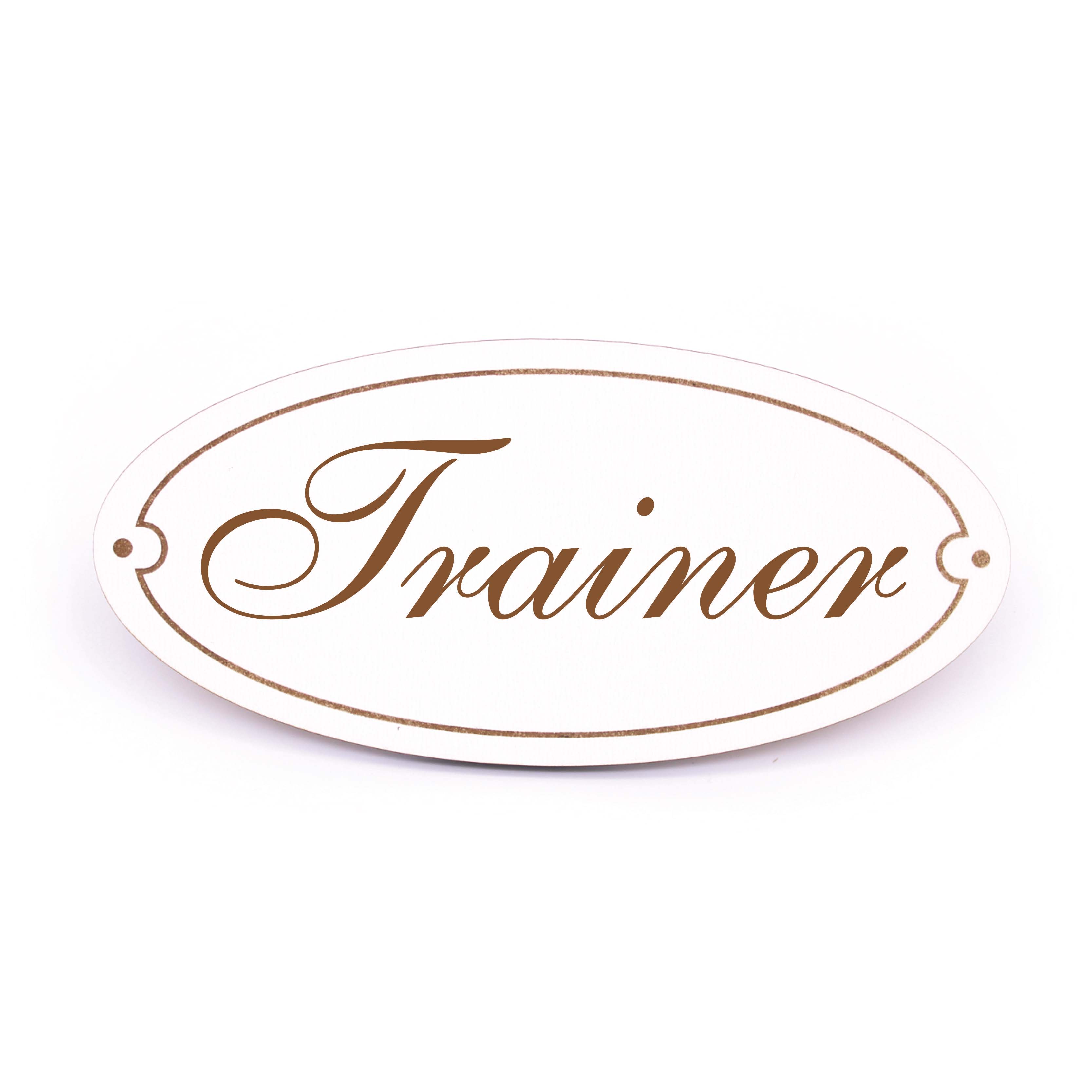 Ovales Türschild Trainer - selbstklebend - 15 x 7 cm