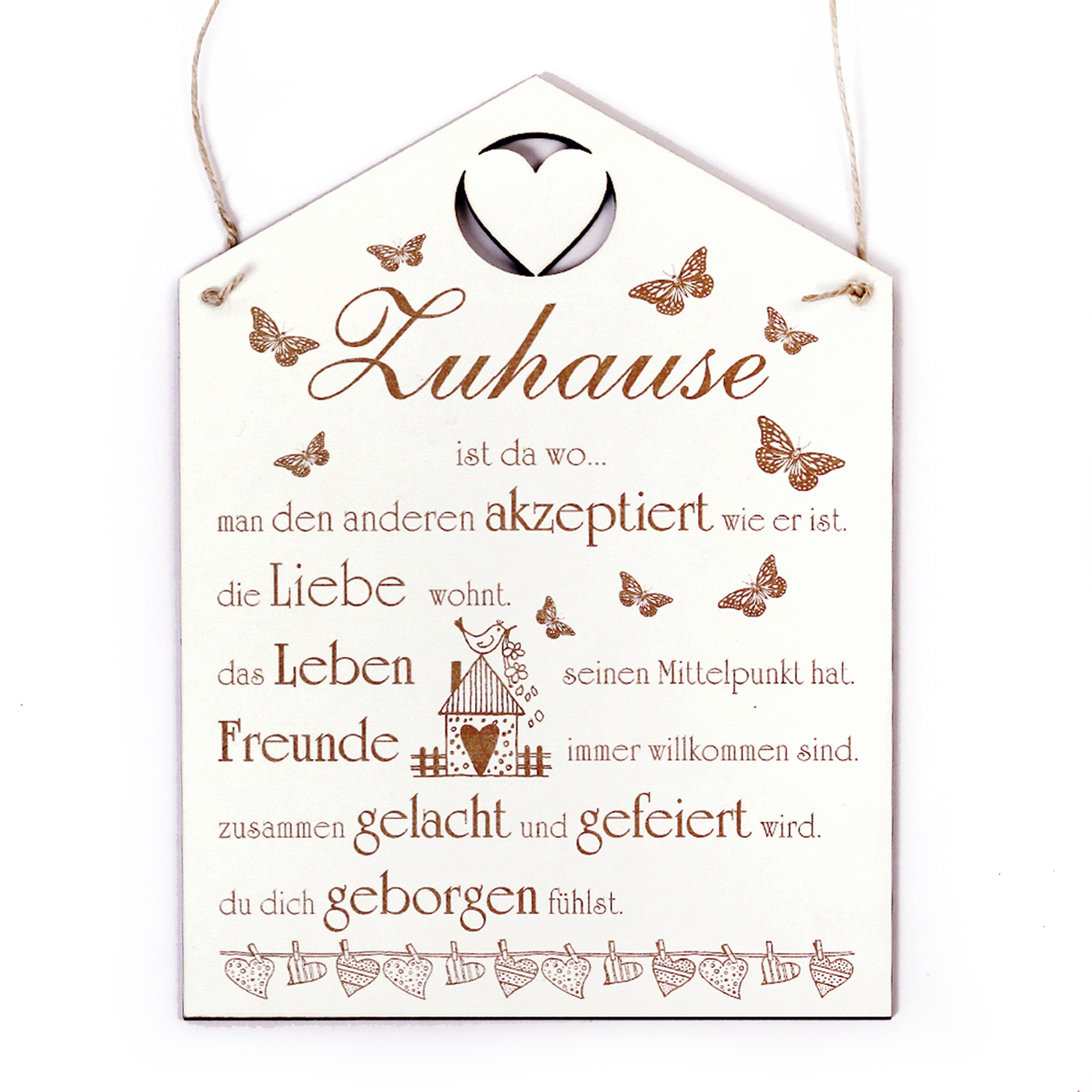 Schild Zuhause ist da, wo... Dekoschild Haus zum Anhängen - ca. 20 x 28 cm