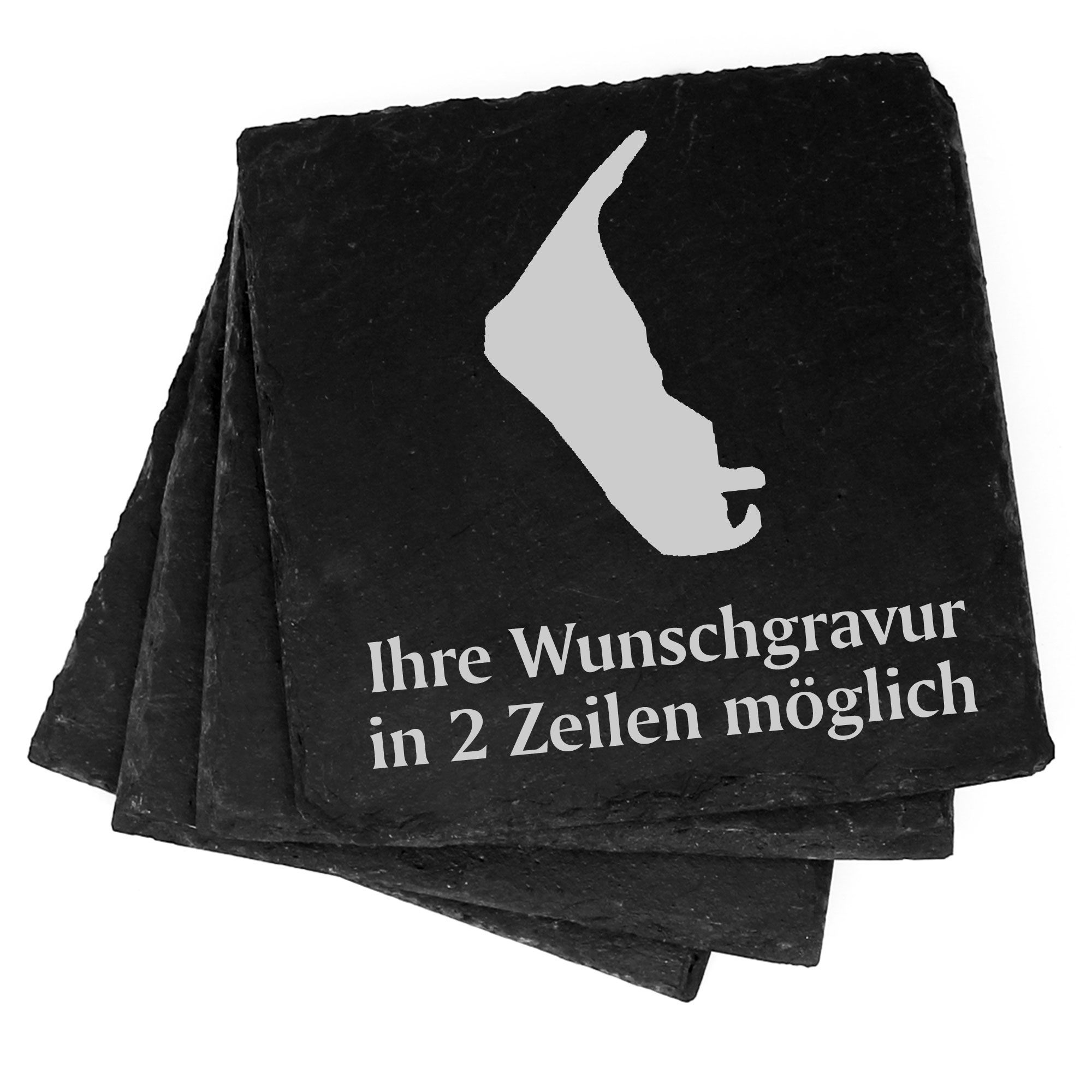 4x Insel Amrum Deko Schiefer Untersetzer Wunschgravur Set - 11 x 11 cm