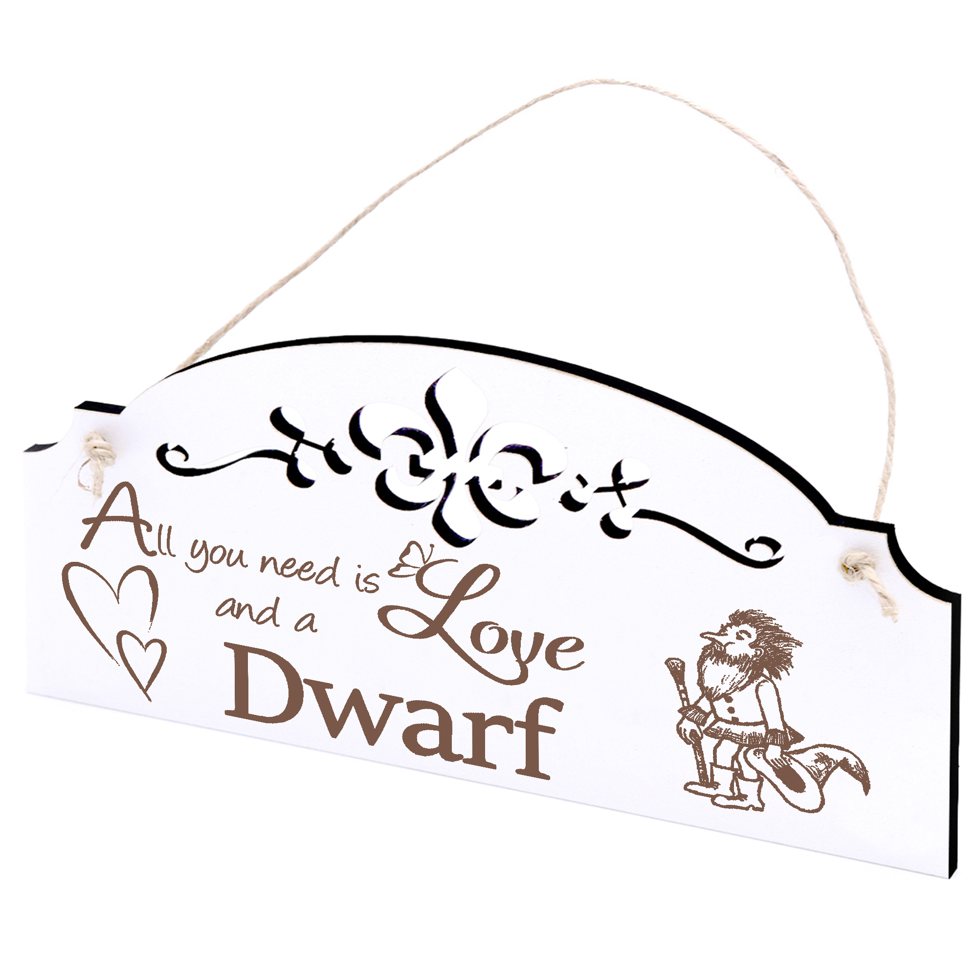 Schild Zwerg Deko 20x10cm - All you need is Love and a Dwarf - Holz
