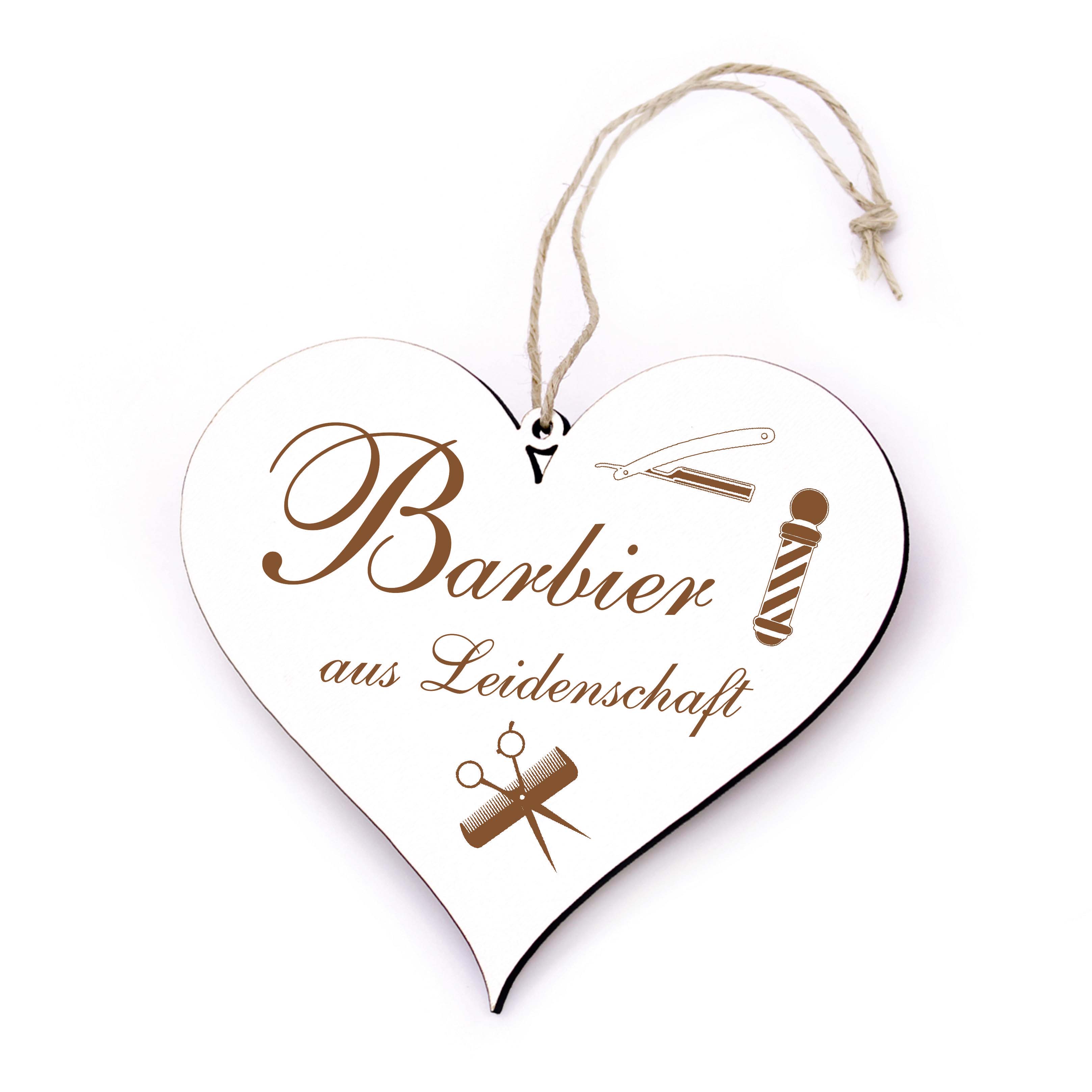 Schild Herz Barbier aus Leidenschaft -  Dekoschild 13 x 12 cm