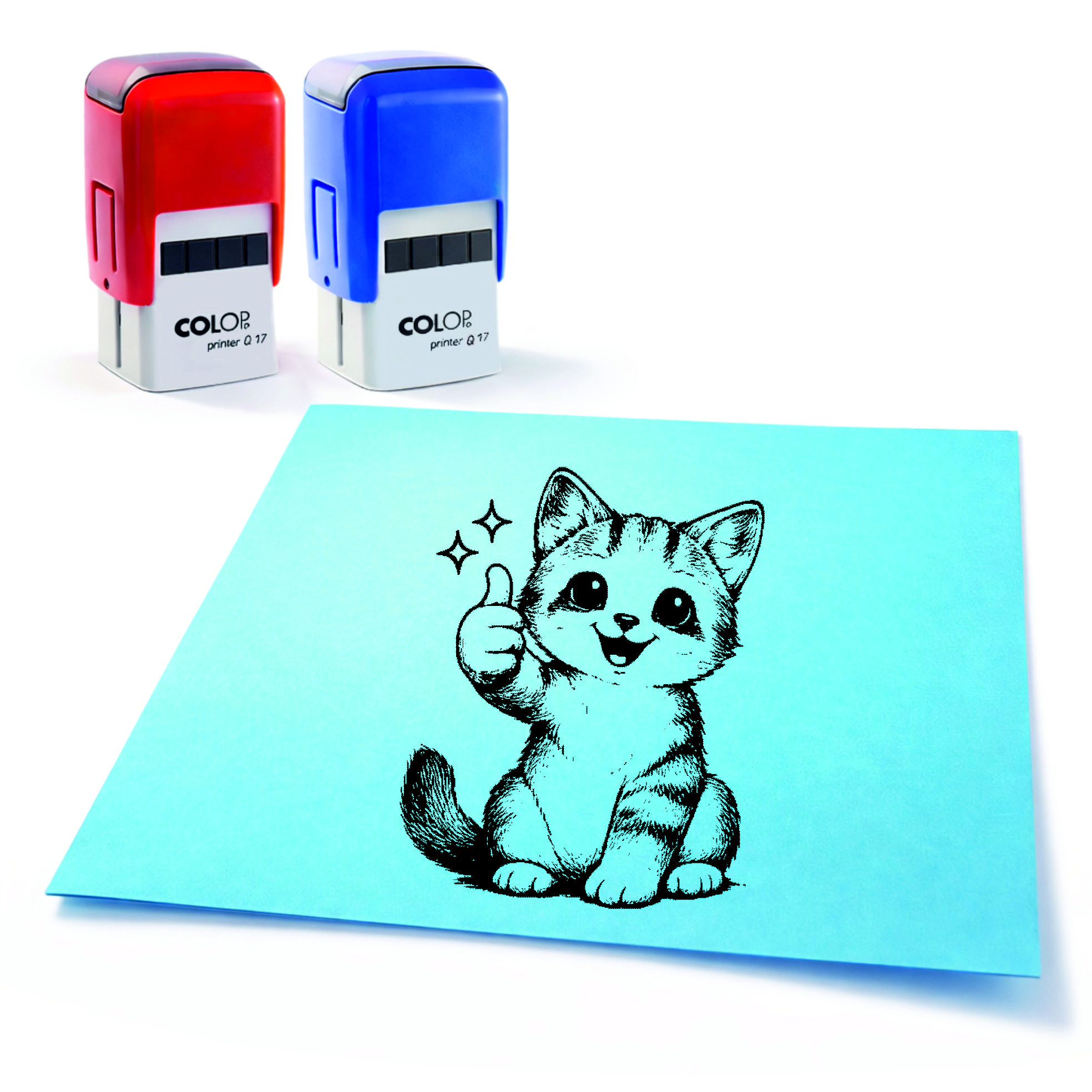  Lehrer Automatikstempel Katze Motivationsstempel Schüler – Tiermotive Daumen hoch – Abdruck 16 x 16 mm
