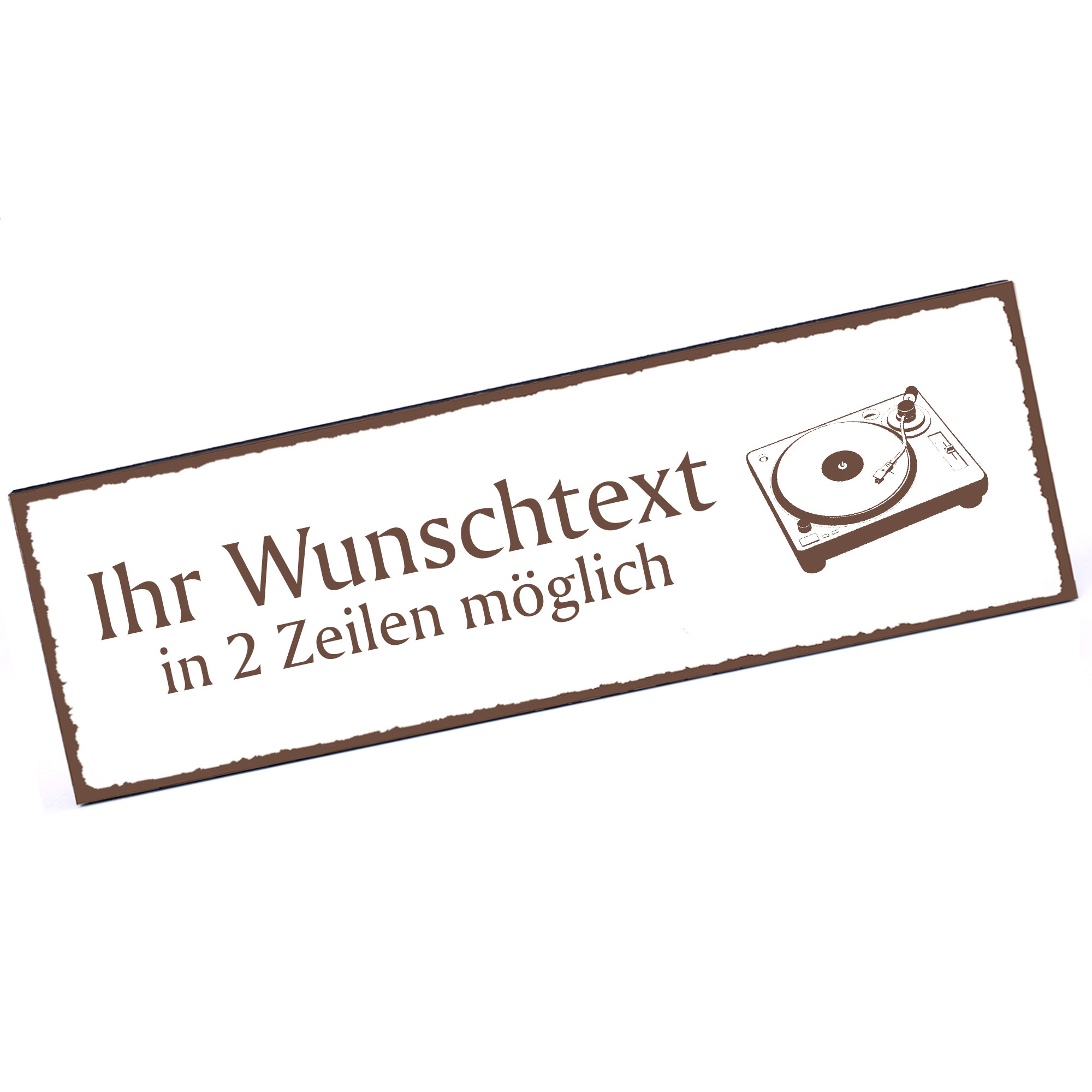 Türschild Turntable  Namensschild personalisiert mit Gravur - 150mm x 50mm - selbstklebend
