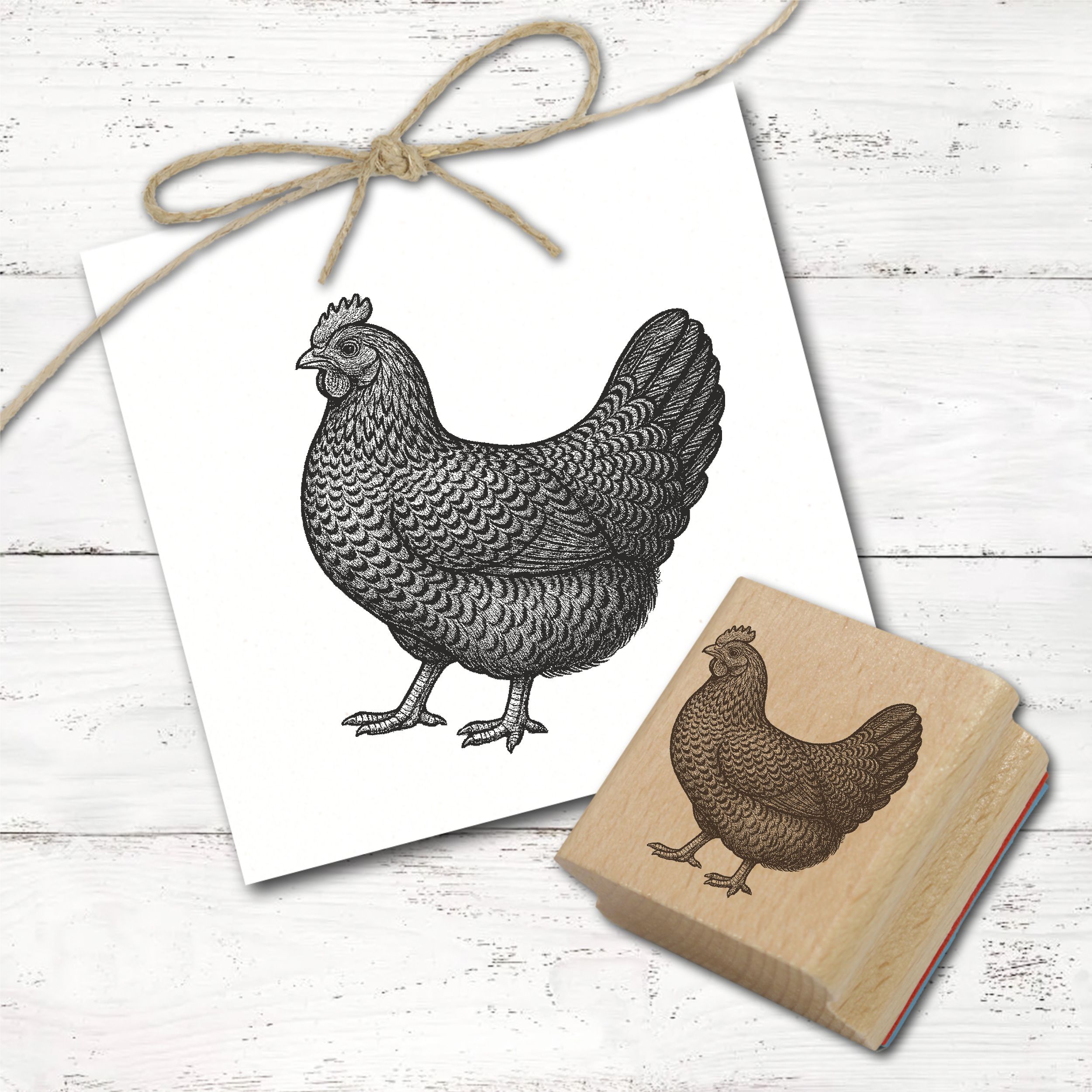 Huhn Motivstempel Bielefelder Kennhuhn - 3 Größen wählbar - Hühner Stempel Holzstempel