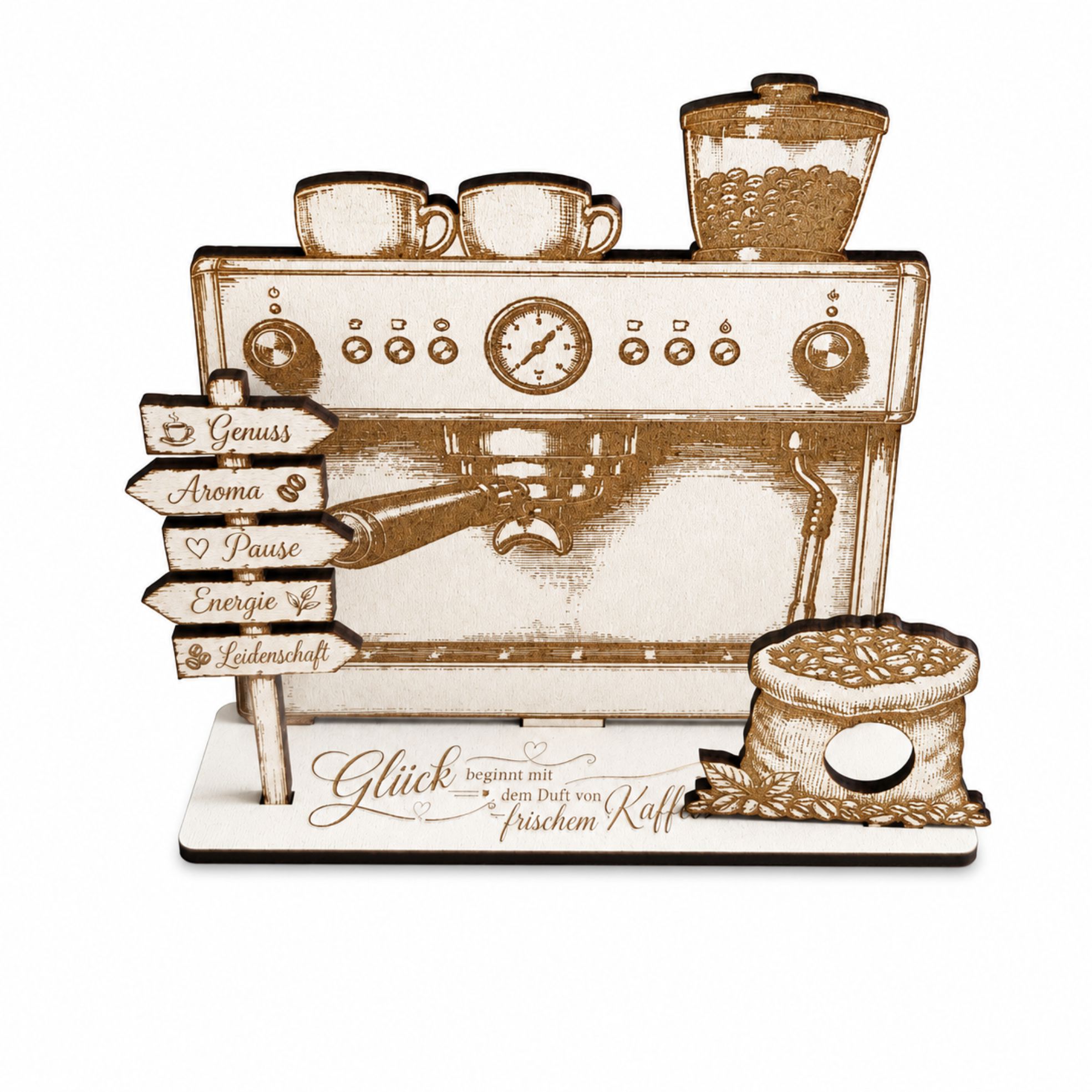 Kaffee Geldgeschenk aus Holz - Geschenkidee für Kaffeeliebhaber 15 x 12 cm