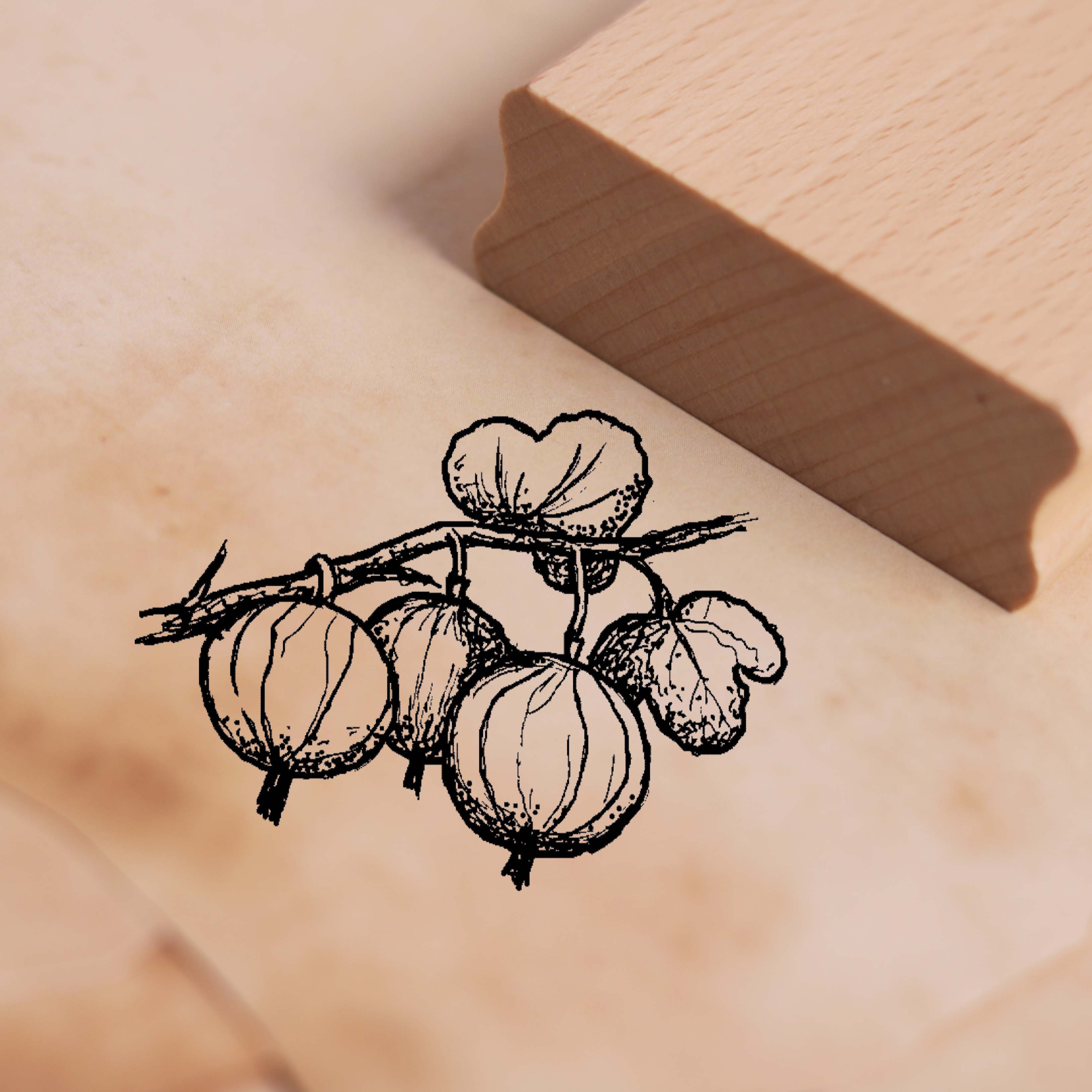 Motivstempel Stachelbeere - Stempel Holzstempel 38 x 28 mm