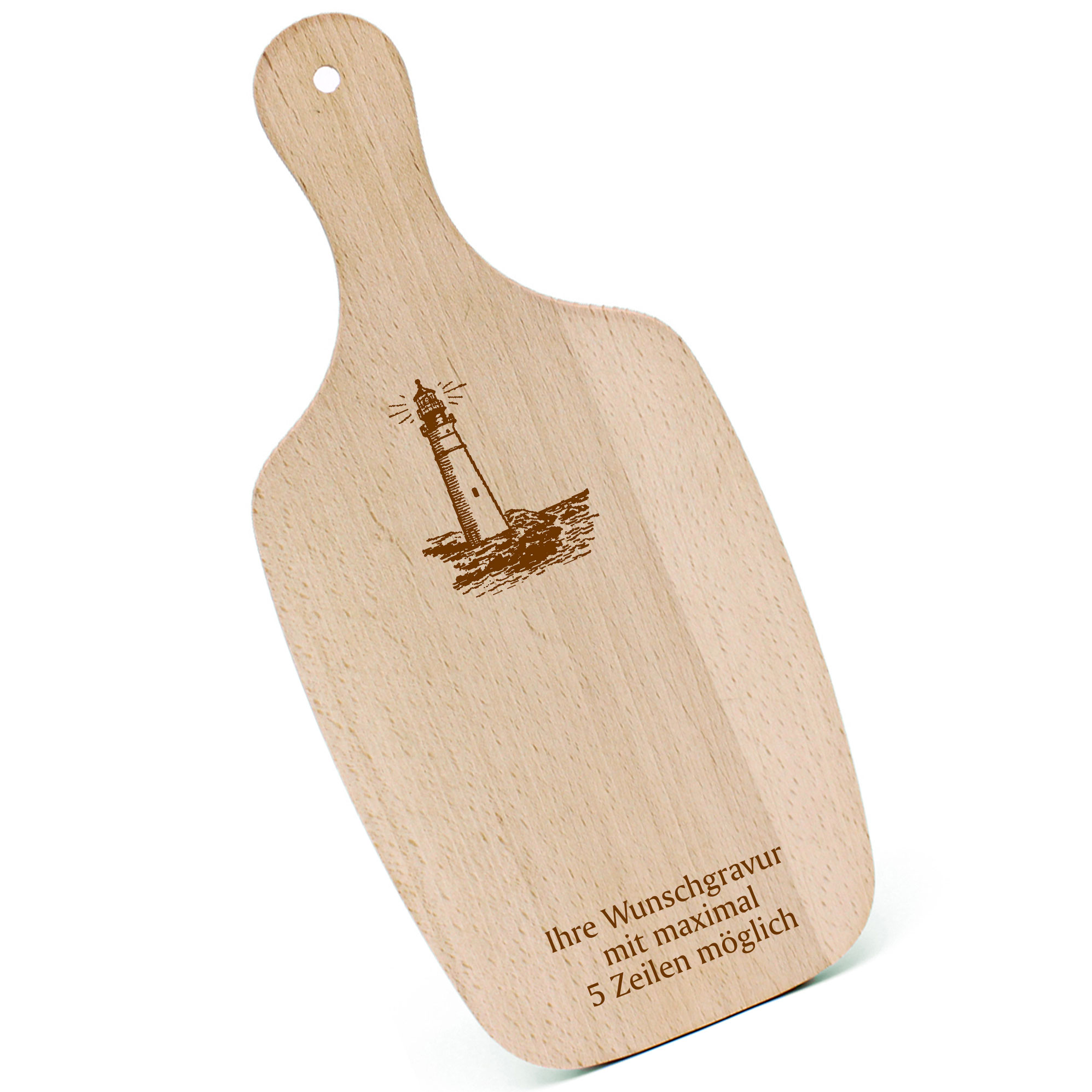 Schneidebrett Frühstücksbrettchen - Leuchtturm - mit Griff 330x150mm
