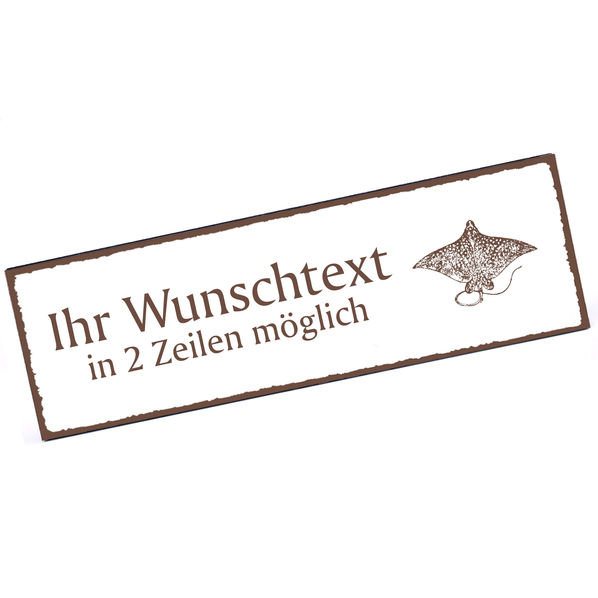 Türschild Rochen  Namensschild personalisiert mit Gravur - 150mm x 50mm - selbstklebend