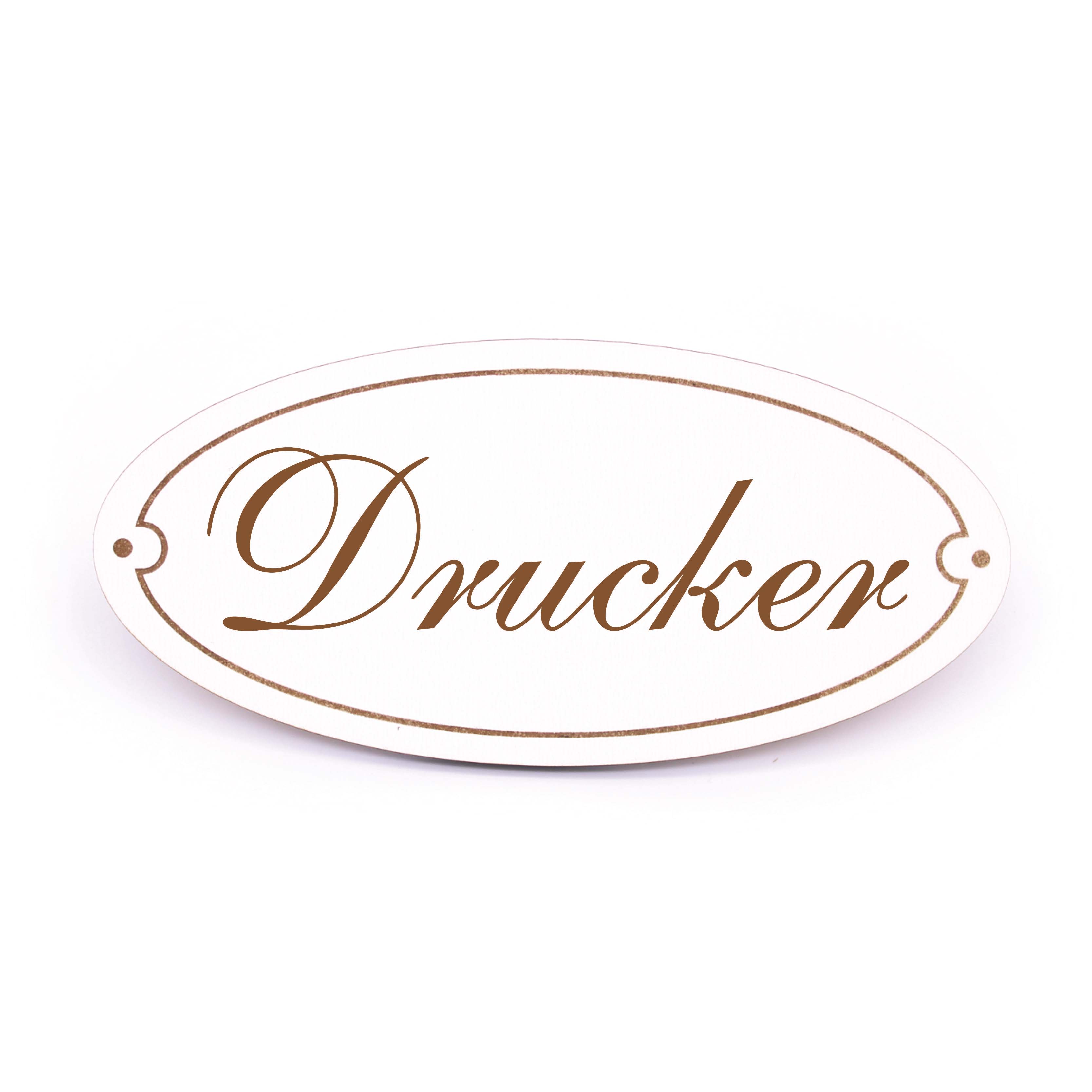 Ovales Türschild Drucker - selbstklebend - 15 x 7 cm