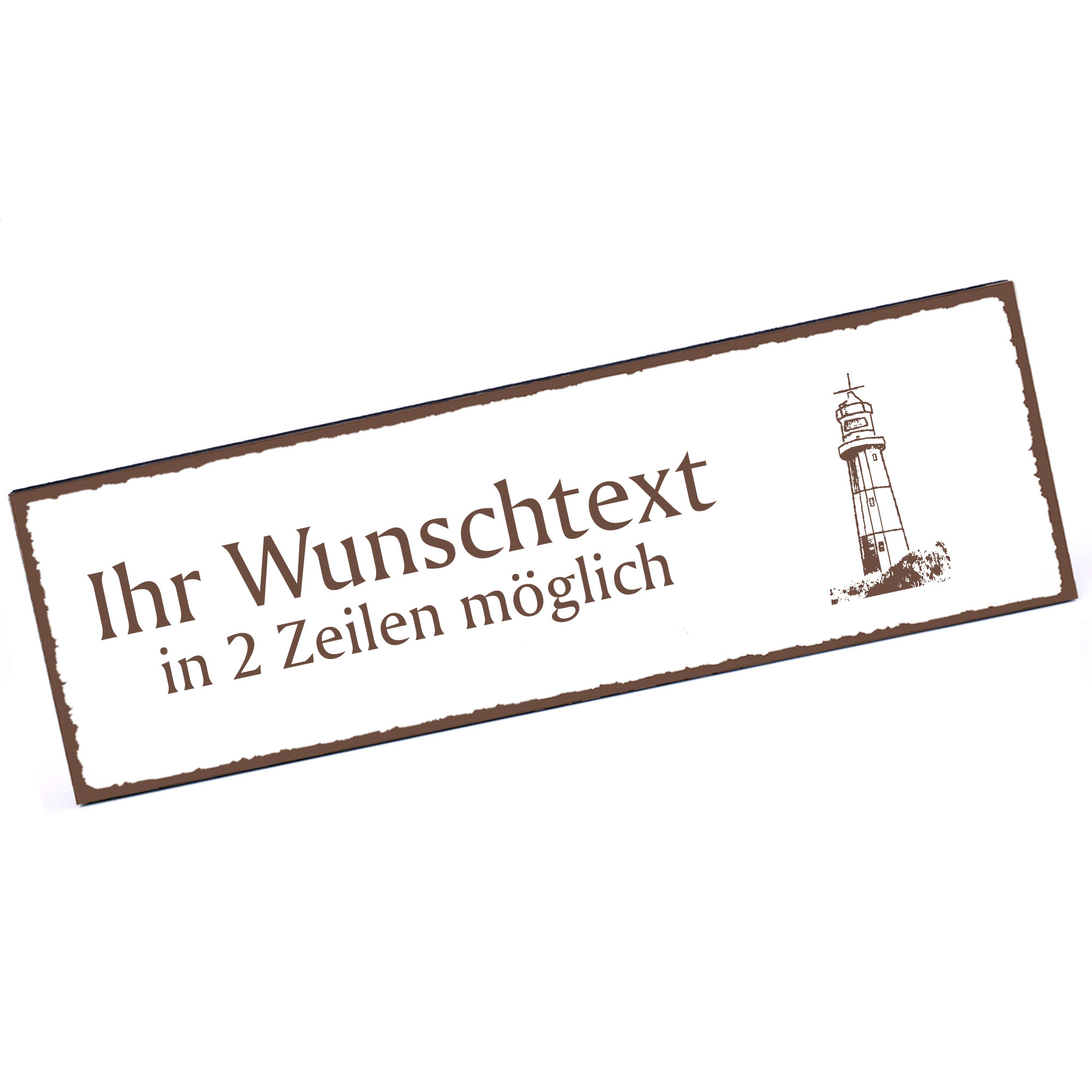 Türschild Insel Borkum Leuchtturm  Namensschild personalisiert mit Gravur - 150mm x 50mm - selbstkle
