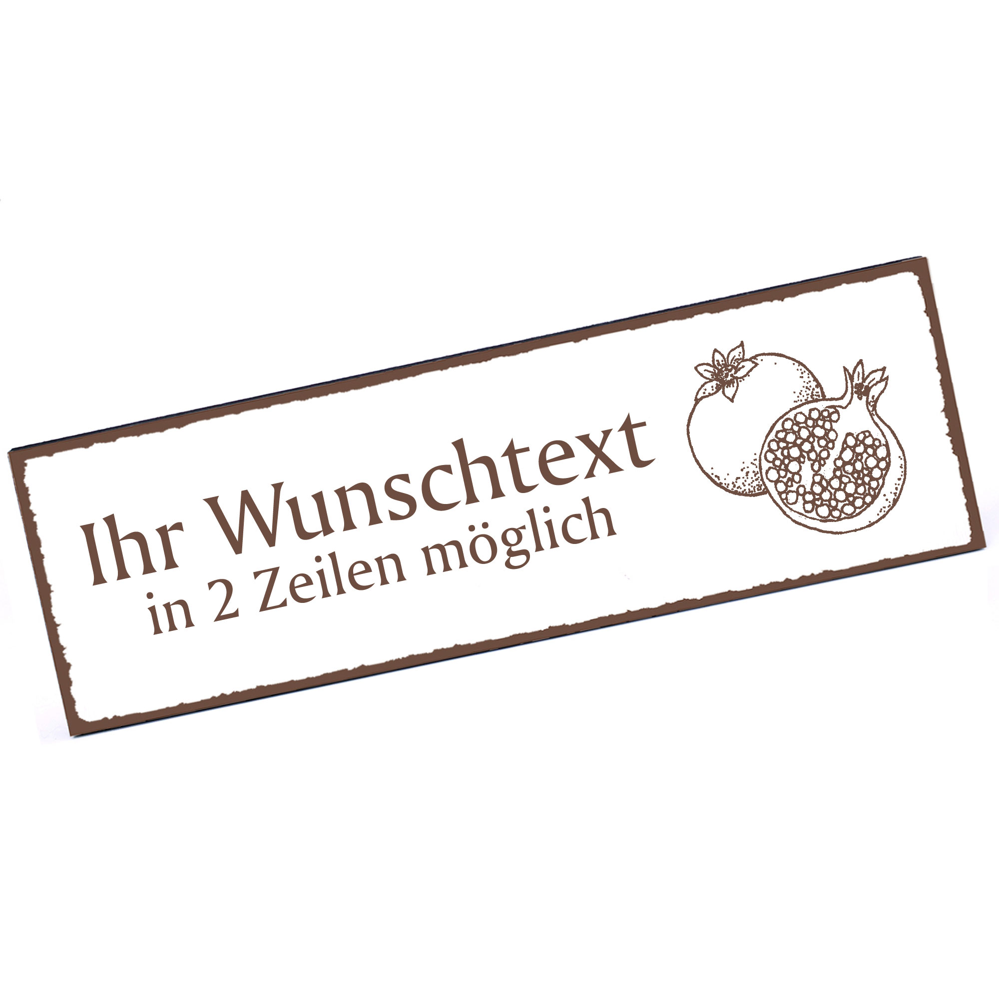 Türschild Granatapfel  Namensschild personalisiert mit Gravur - 150mm x 50mm - selbstklebend