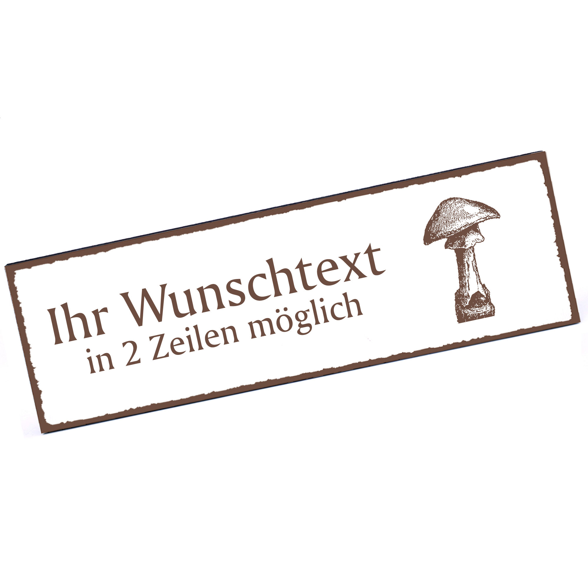 Türschild Pilz  Namensschild personalisiert mit Gravur - 150mm x 50mm - selbstklebend