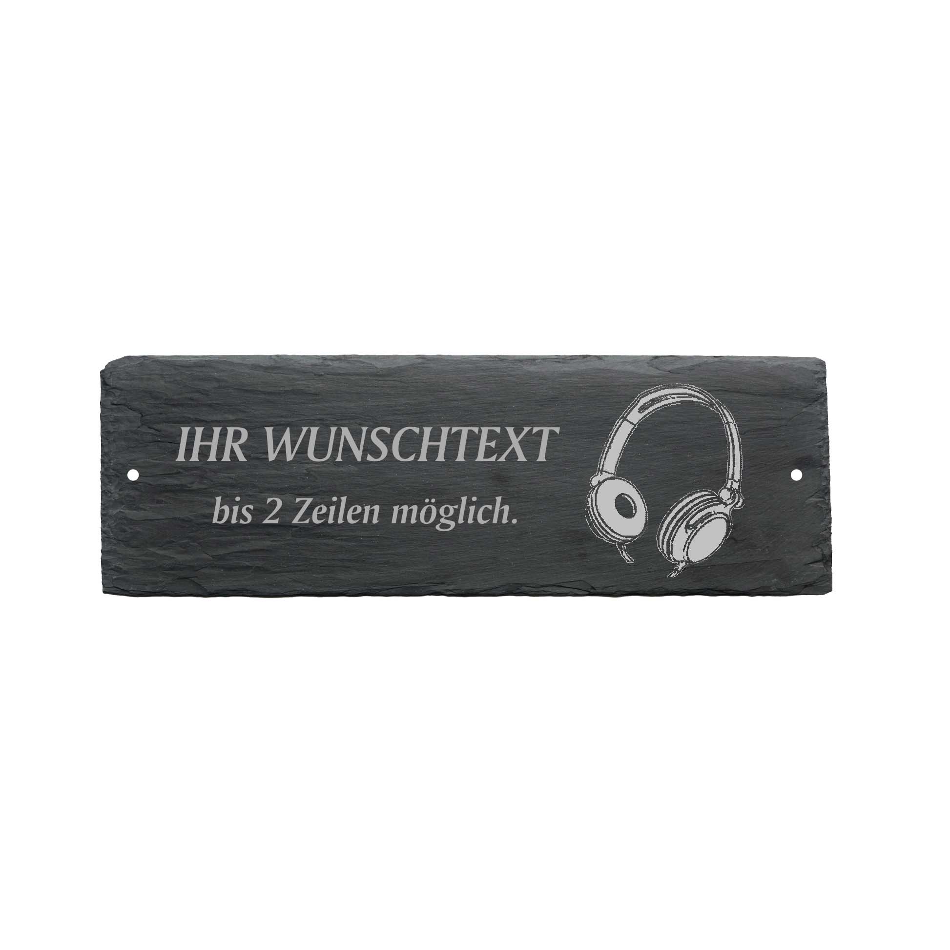 Türschild « KOPFHÖRER » ca. 22 x 8 cm - aus Schiefer