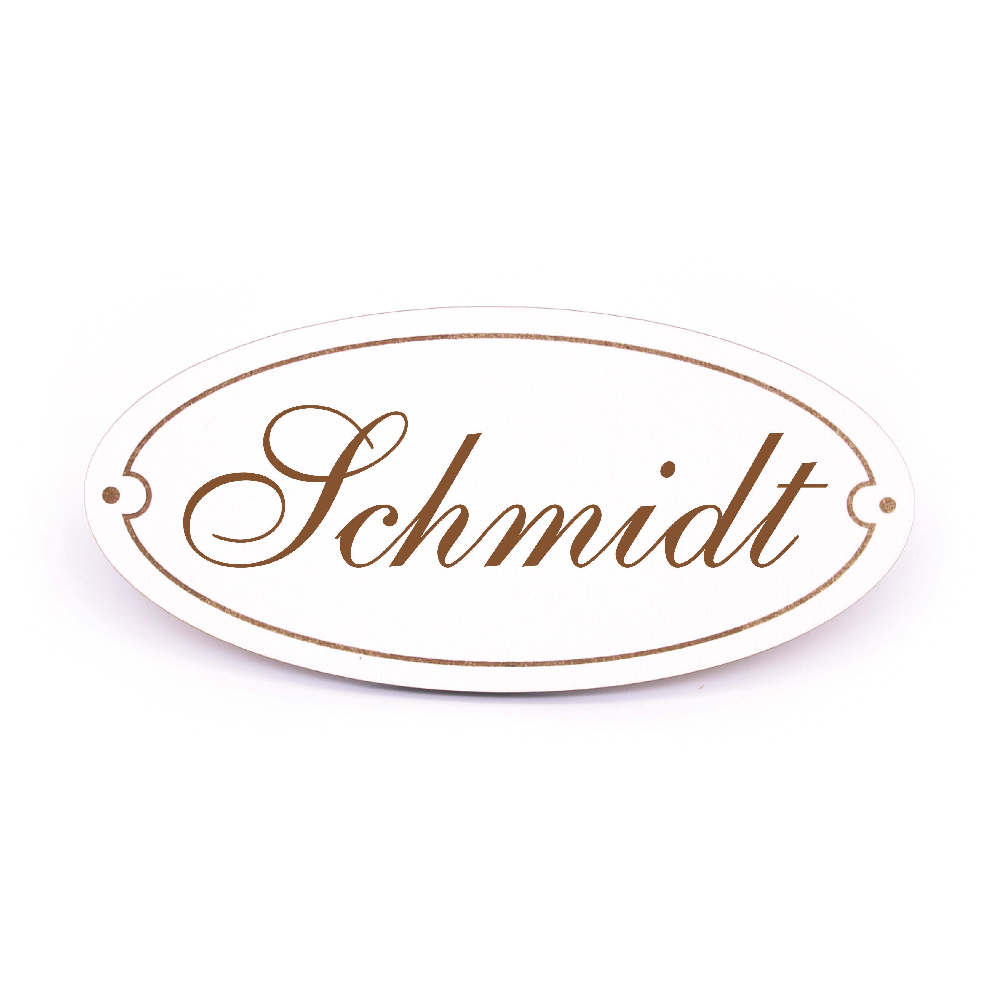 Ovales Türschild Schmidt - selbstklebend - 15 x 7 cm