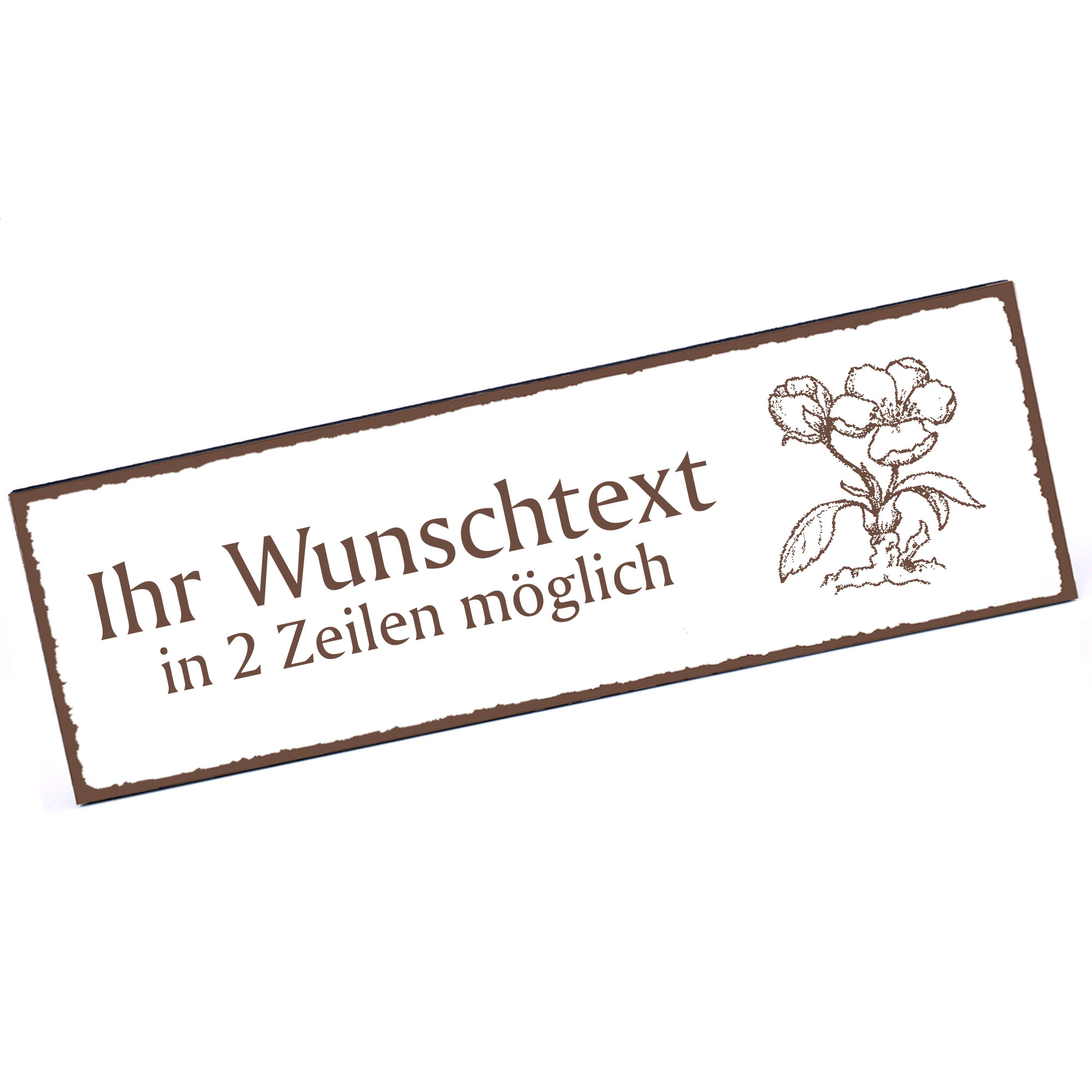 Türschild Holzapfelblüte  Namensschild personalisiert mit Gravur - 150mm x 50mm - selbstklebend