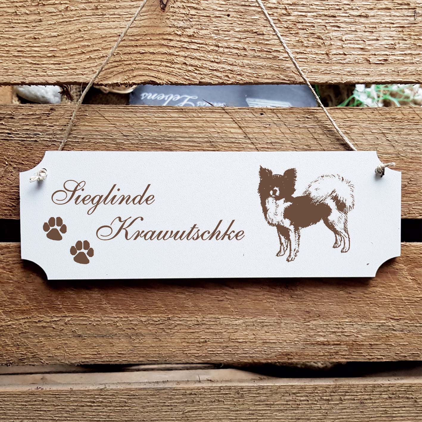 Schild « Papillon » Namensschild Türschild zum Anhängen - 20 x 6,7 cm