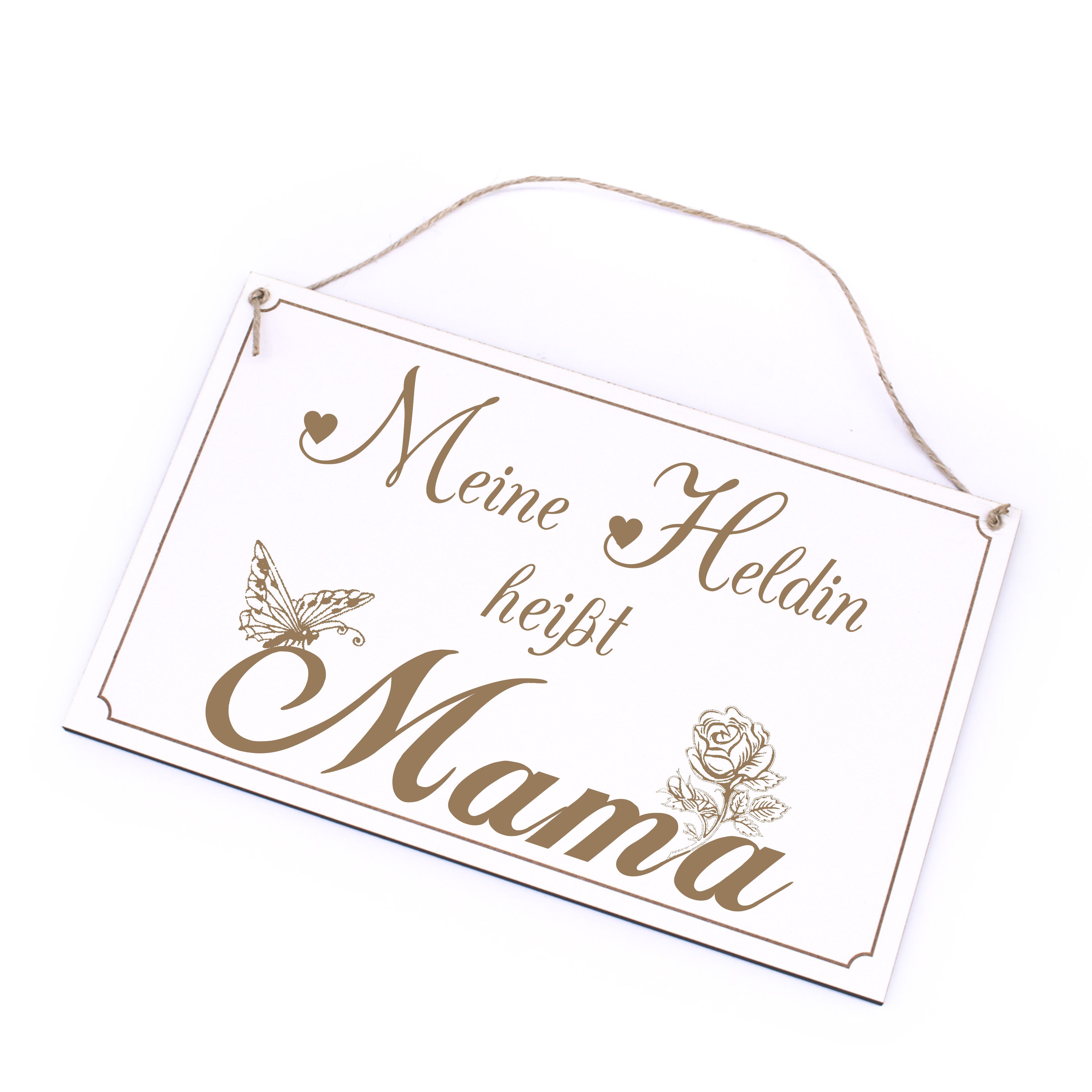 Mama Held Schild - Meine Heldin heißt Mama - Holzschild Dekoschild 26 x 16 cm