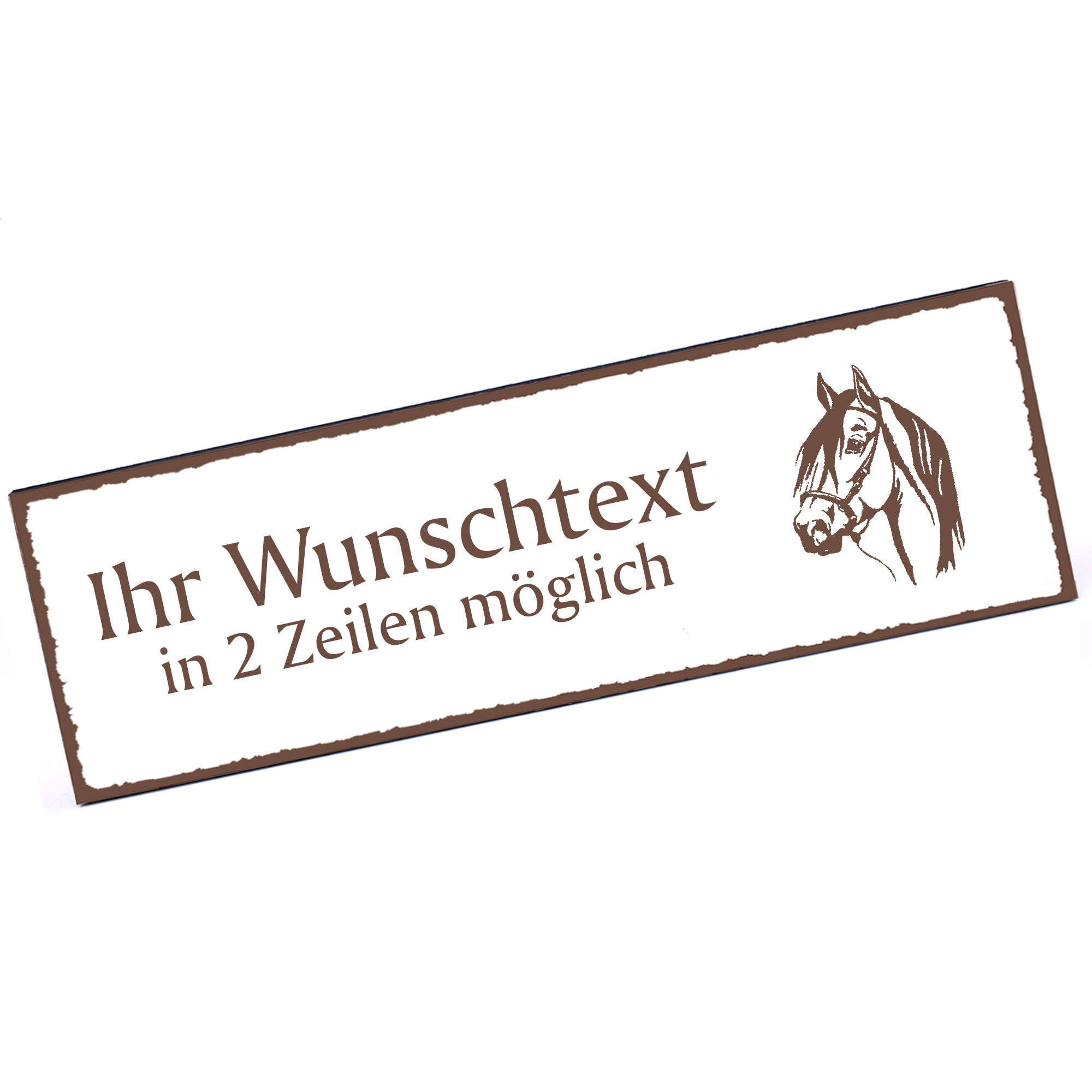 Türschild Pferd Kopf  Namensschild personalisiert mit Gravur - 150mm x 50mm - selbstklebend