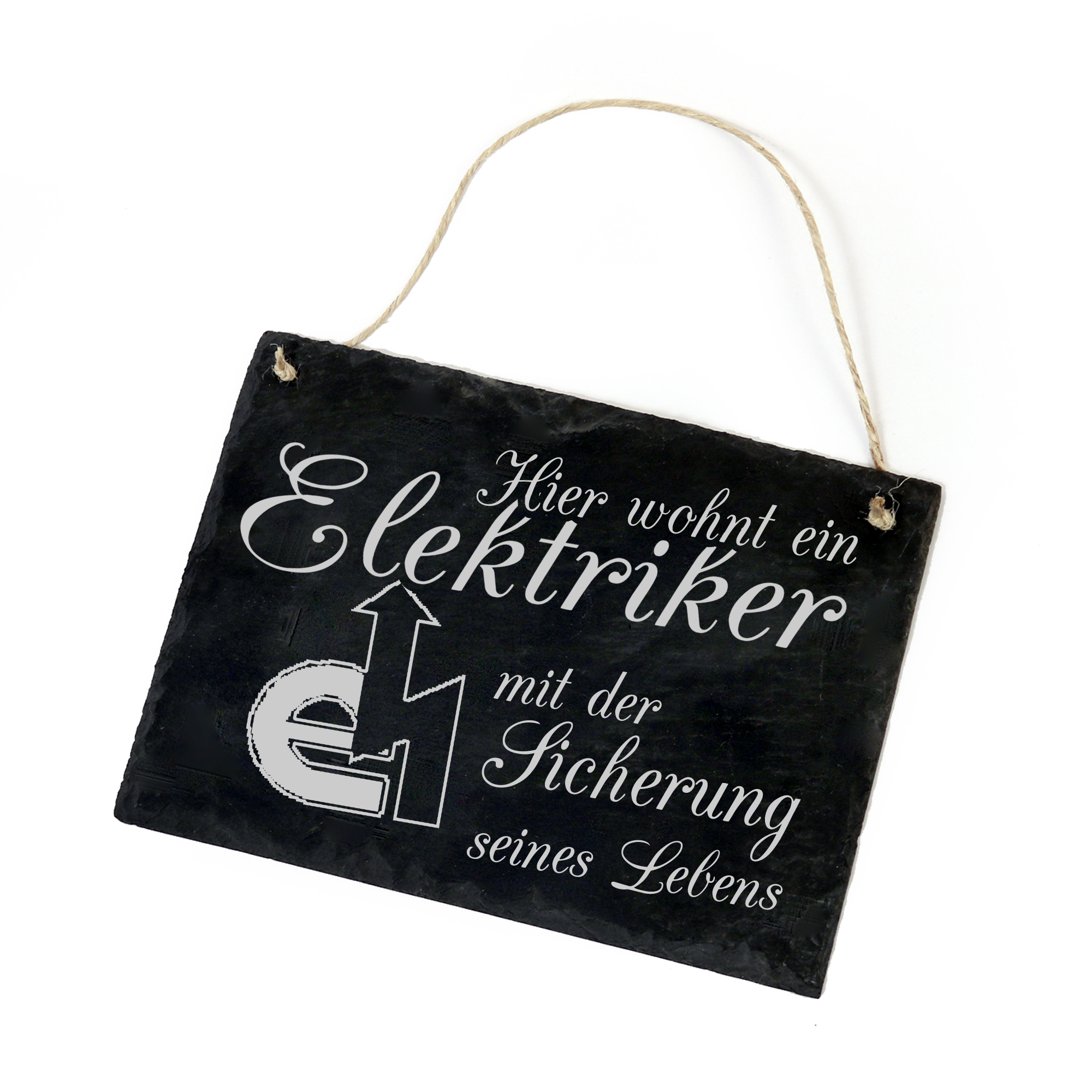 Türschild Schild Elektriker - Hier wohnt ein Elektriker - 22x16cm aus Schiefer