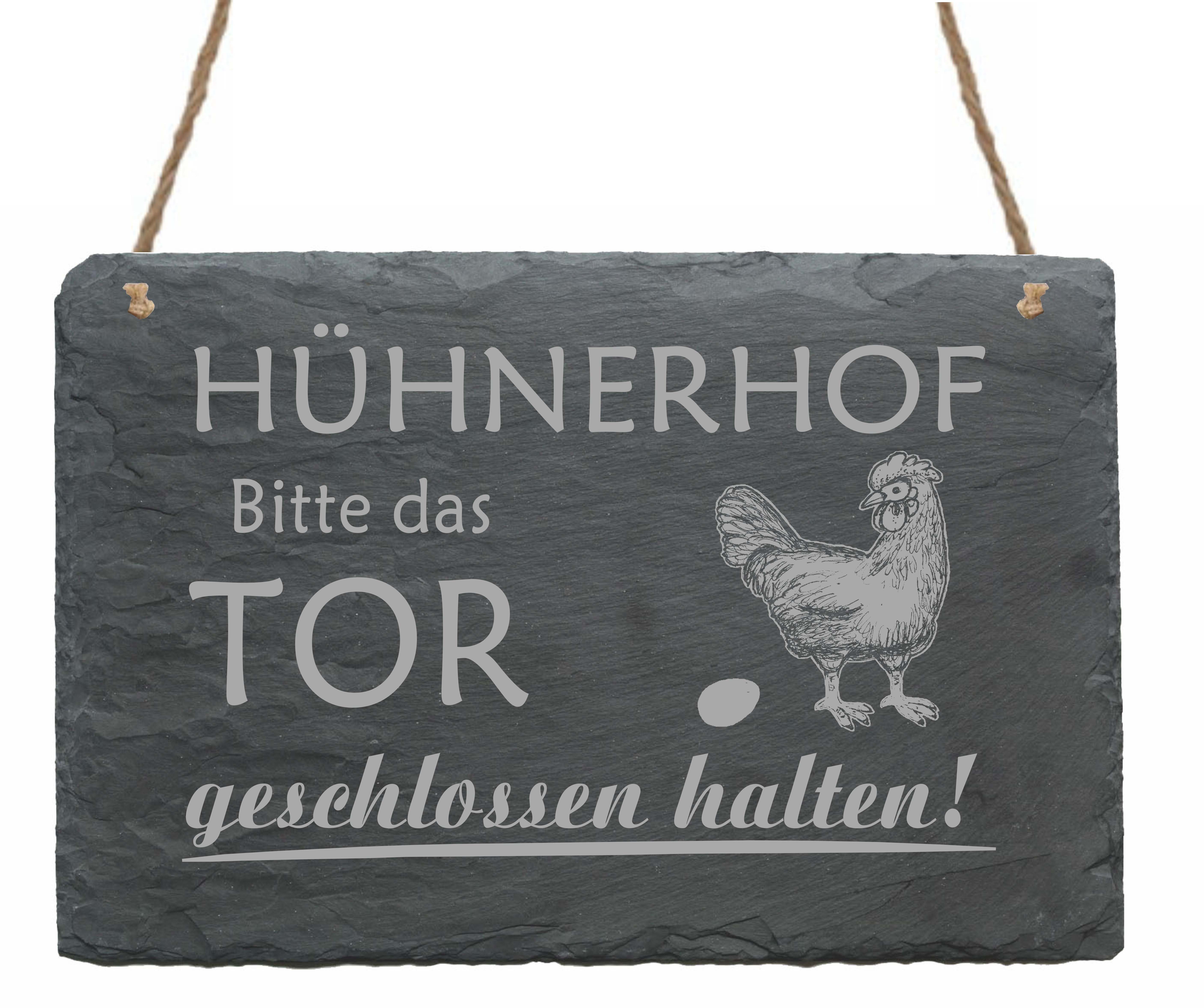 Schiefertafel HÜHNERHOF - Bitte das TOR GESCHLOSSEN halten Schild
