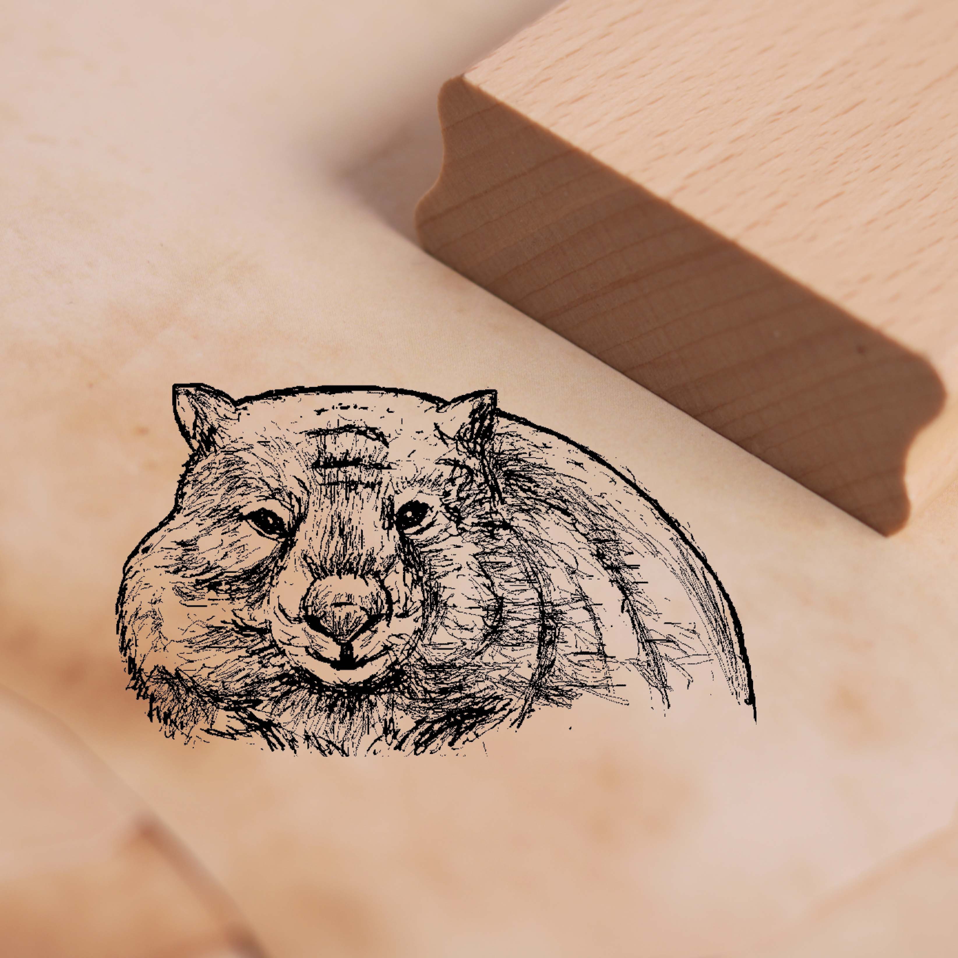 Motivstempel Wombat Kopf - Stempel Holzstempel 48 x 28 mm