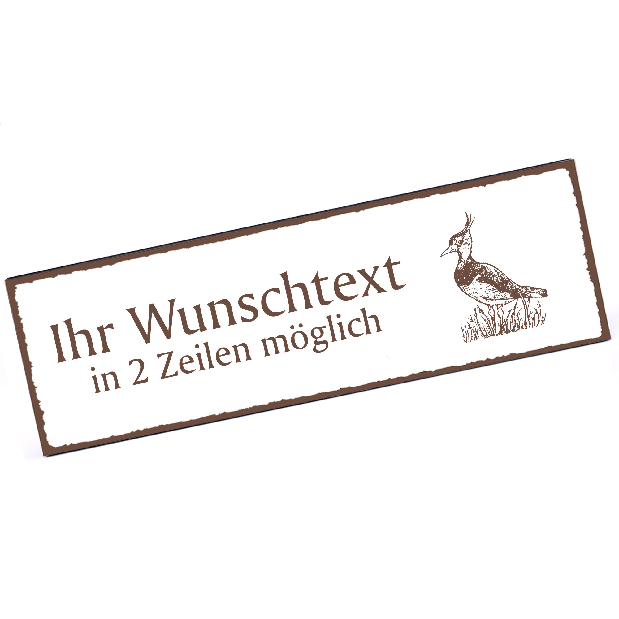 Türschild Kiebitz  Namensschild personalisiert mit Gravur - 150mm x 50mm - selbstklebend