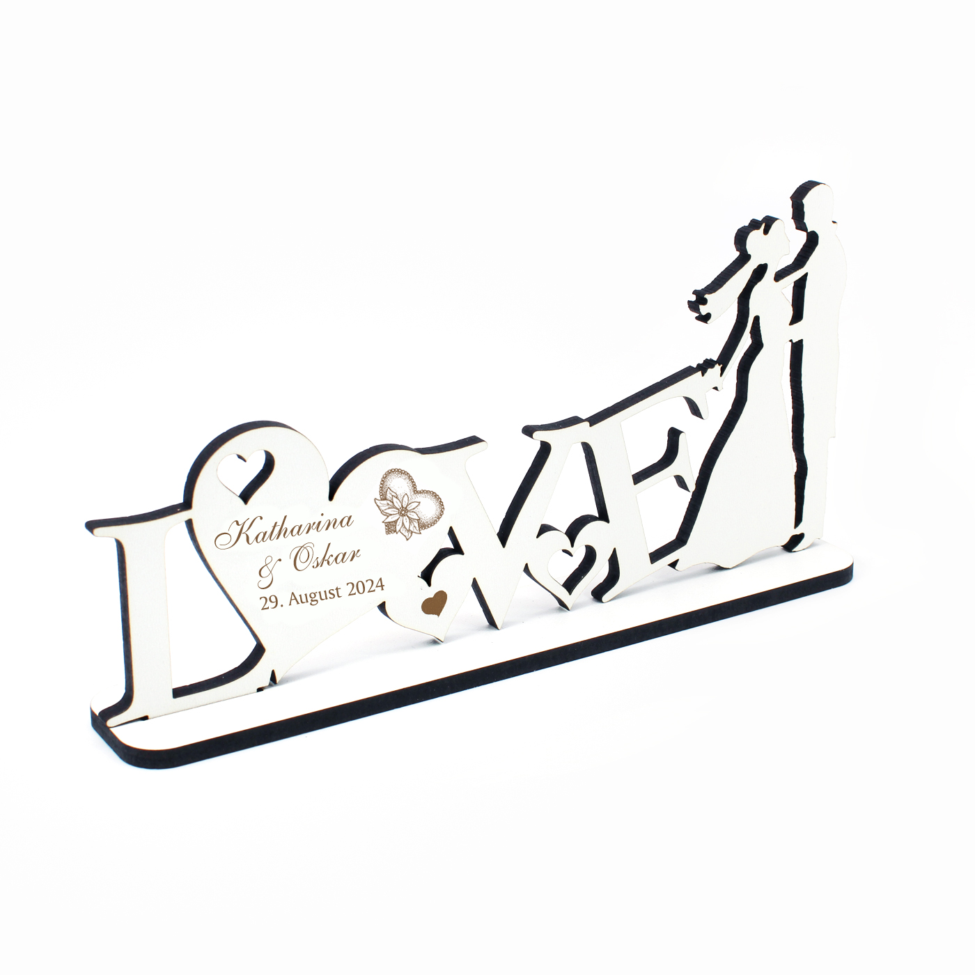 Geldgeschenk zur Hochzeit - Love mit Brautpaar - Hochzeitsgeschenk personalisiert Aufsteller