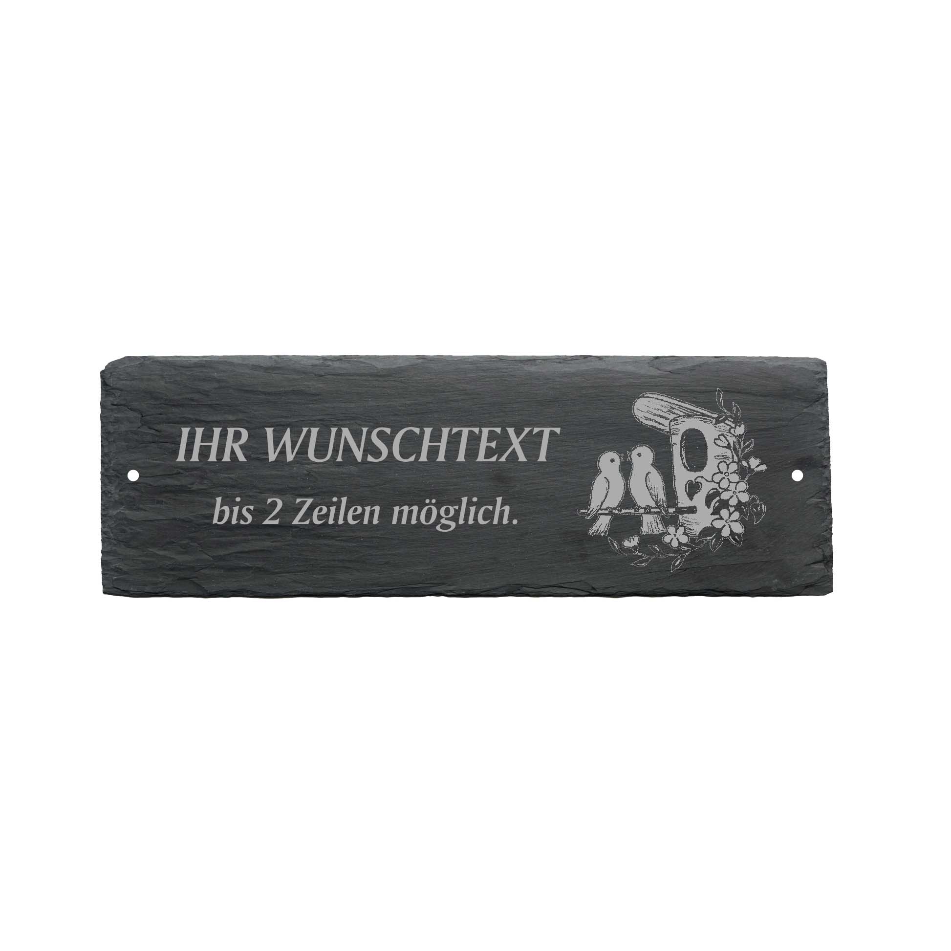 Türschild « GARTEN VOGELHAUS » ca. 22 x 8 cm - aus Schiefer