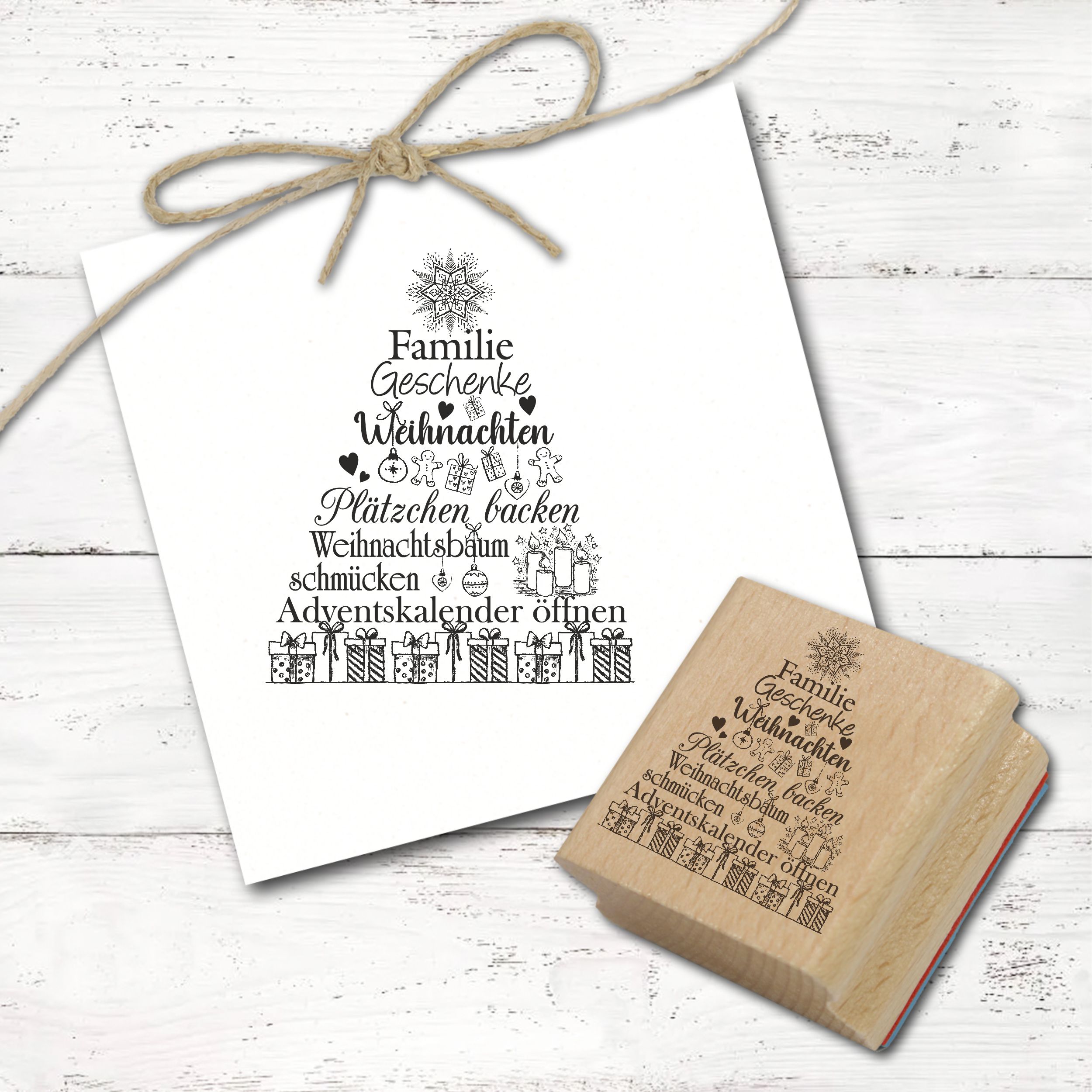 Motivstempel Tannenbaum Weihnachten Weihnachtsbegriffe - Weihnachtsstempel Stempel Holzstempel 58 mm x 68 mm