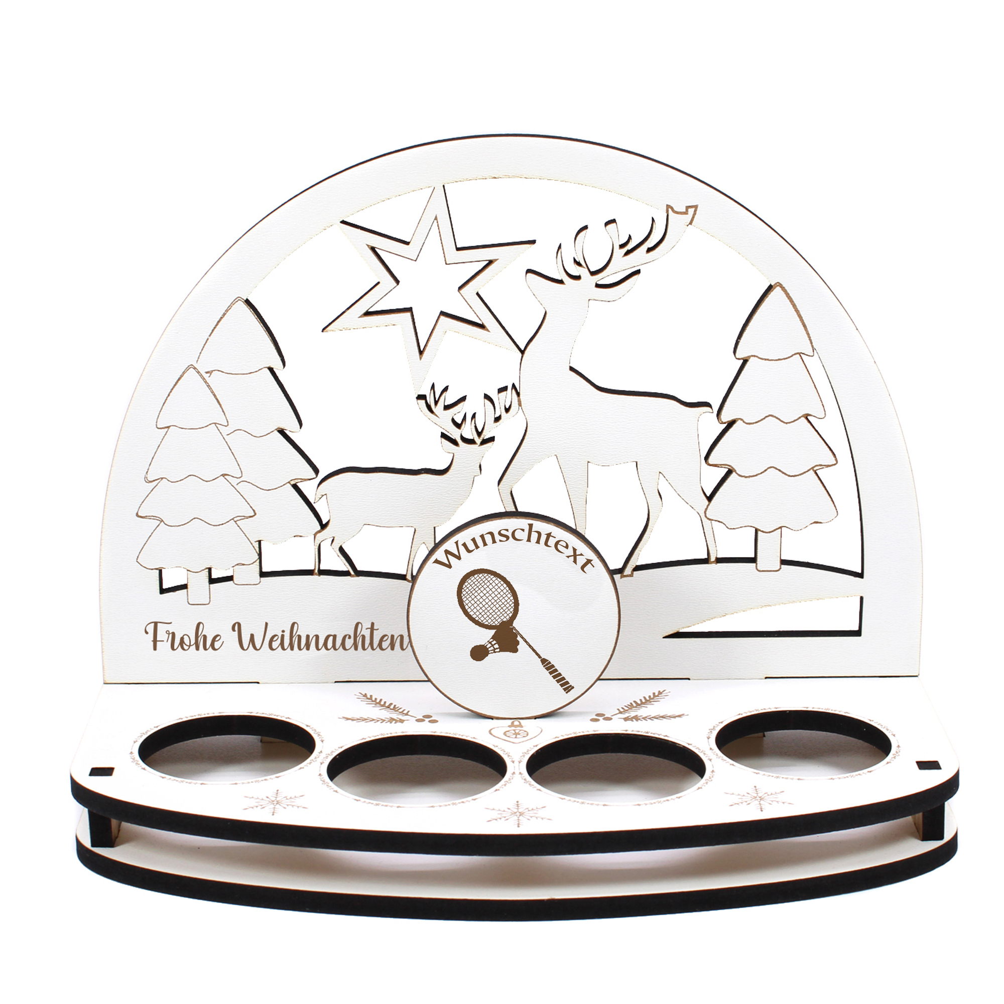 Deko Schwibbogen Badmintonschläger Teelichthalter personalisiert Weihnachten Weihnachtsdekoration