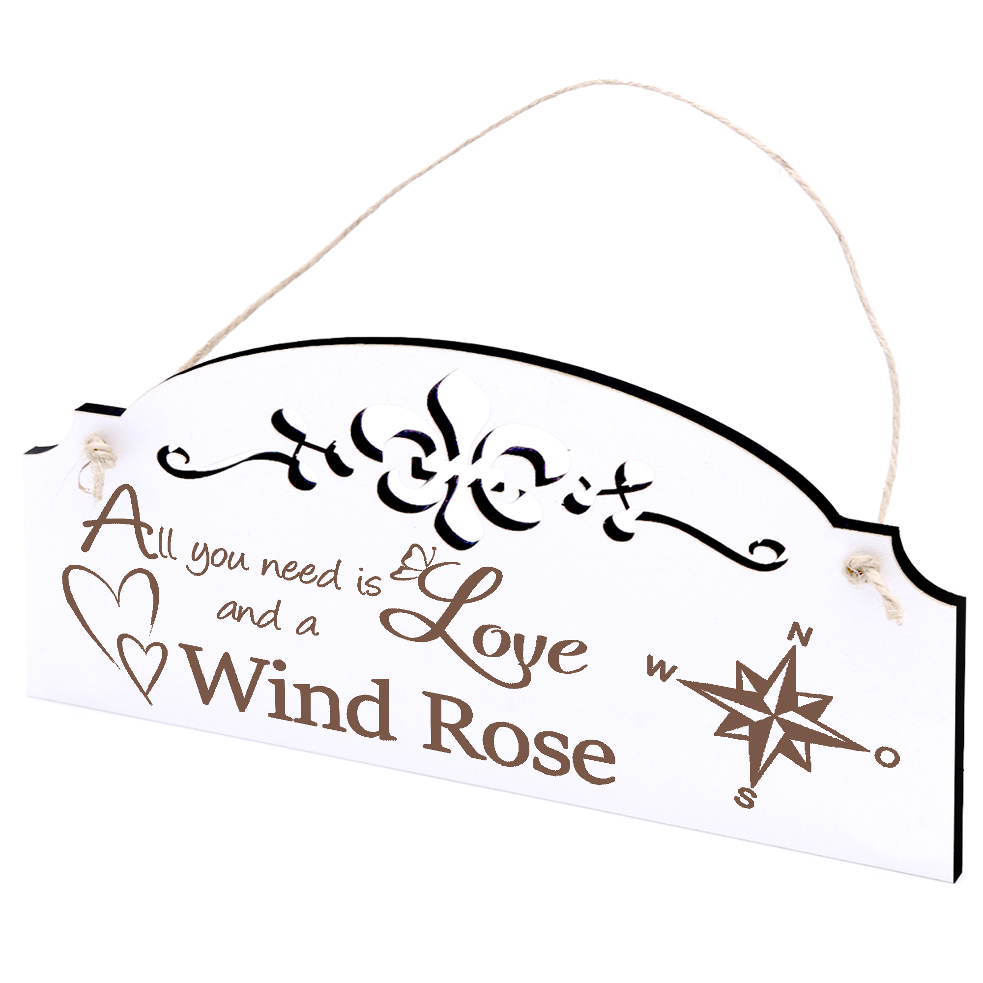 Schild Windrose Deko 20x10cm - All you need is Love and a Wind Rose - Holz