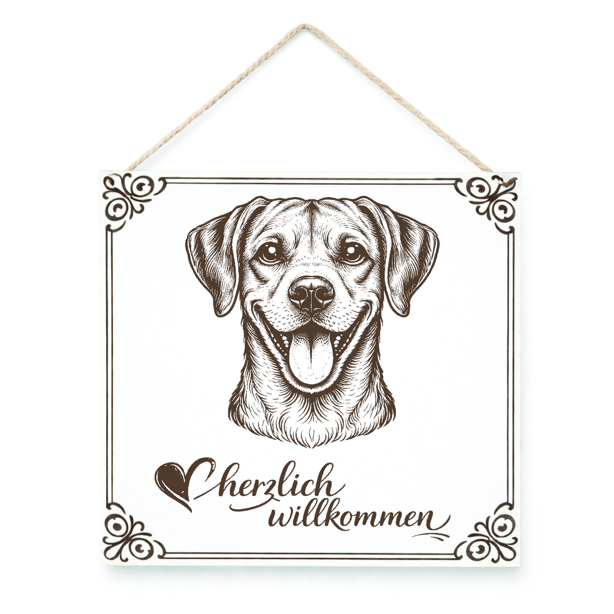 Hund Willkommensschild Rhodesian Ridgeback – Türschild Herzlich Willkommen  – Dekoschild Haustür 15×15 cm