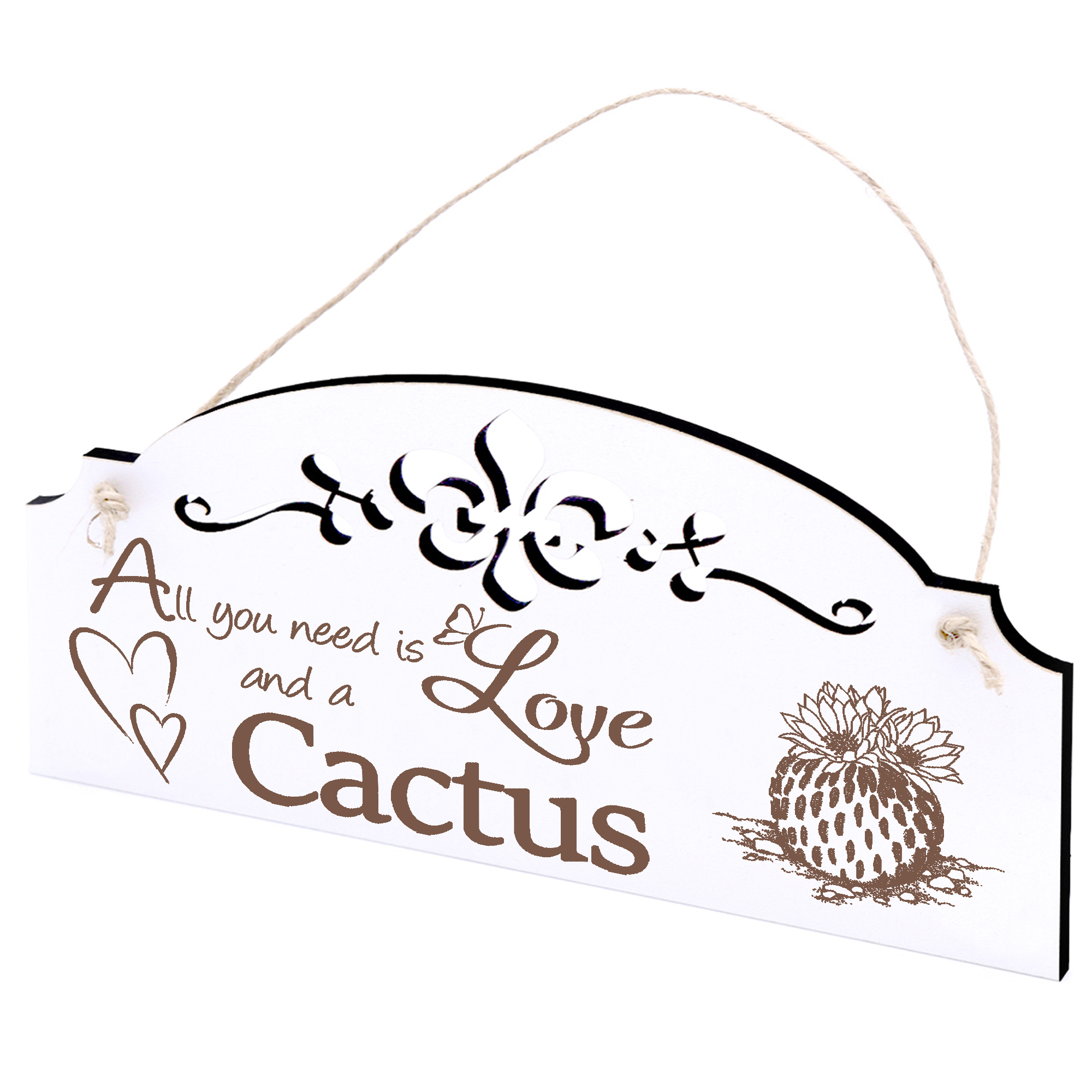 Schild Kaktus Deko 20x10cm - All you need is Love and a Cactus - Holz