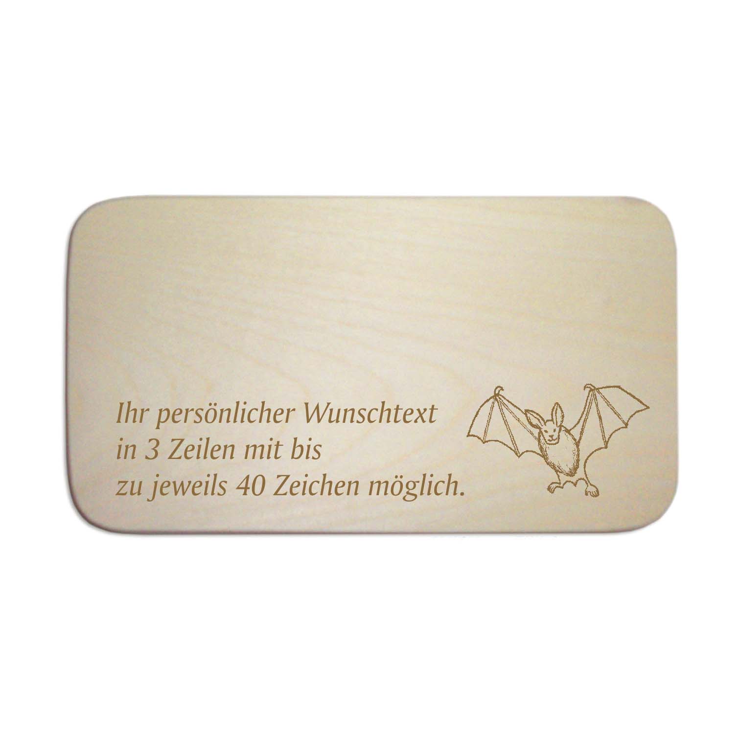 Frühstücksbrettchen « FLEDERMAUS » für Kinder - mit Wunschgravur