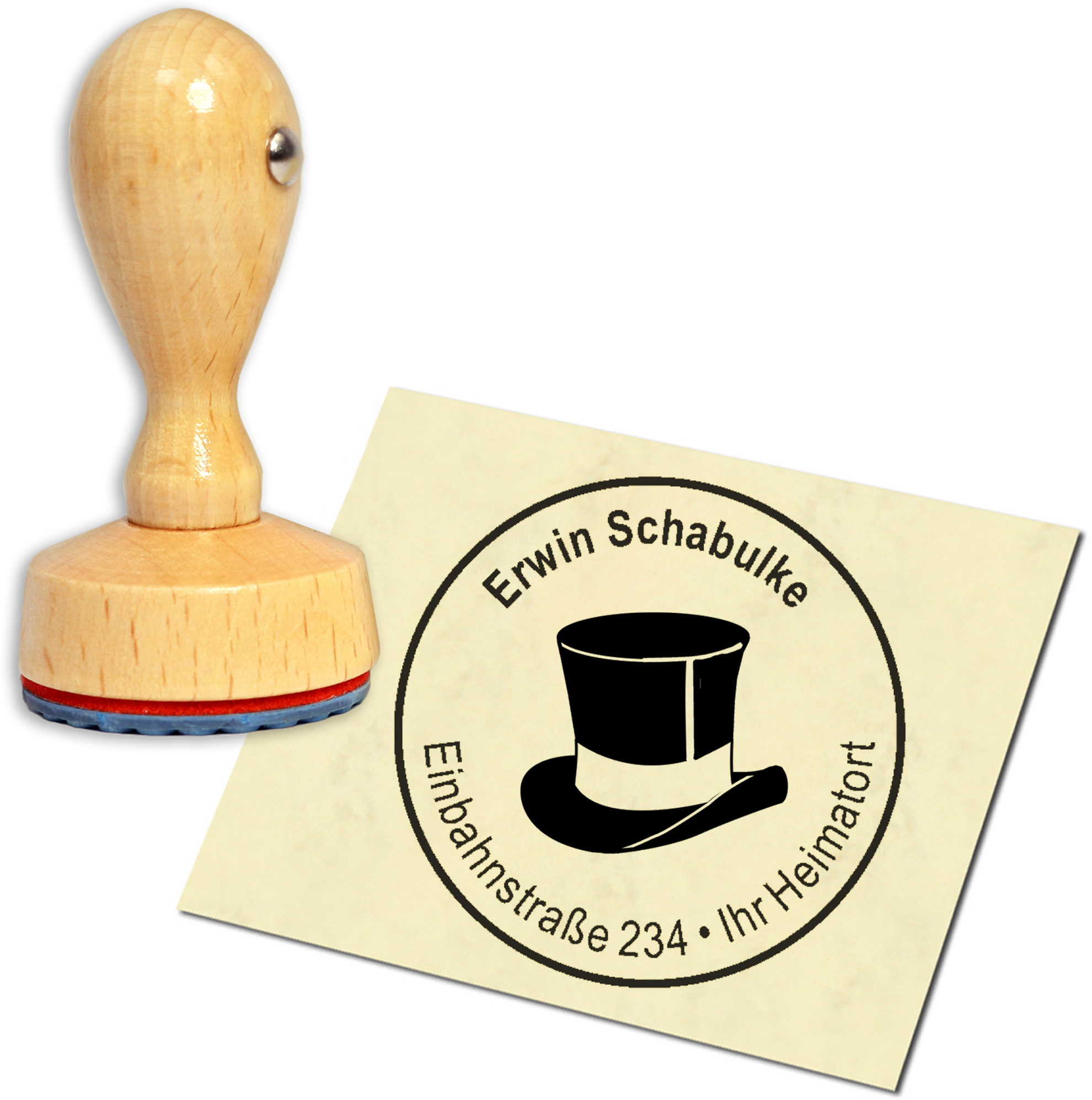 Stempel Adressstempel Holzstempel - Zylinder - rund 40mm