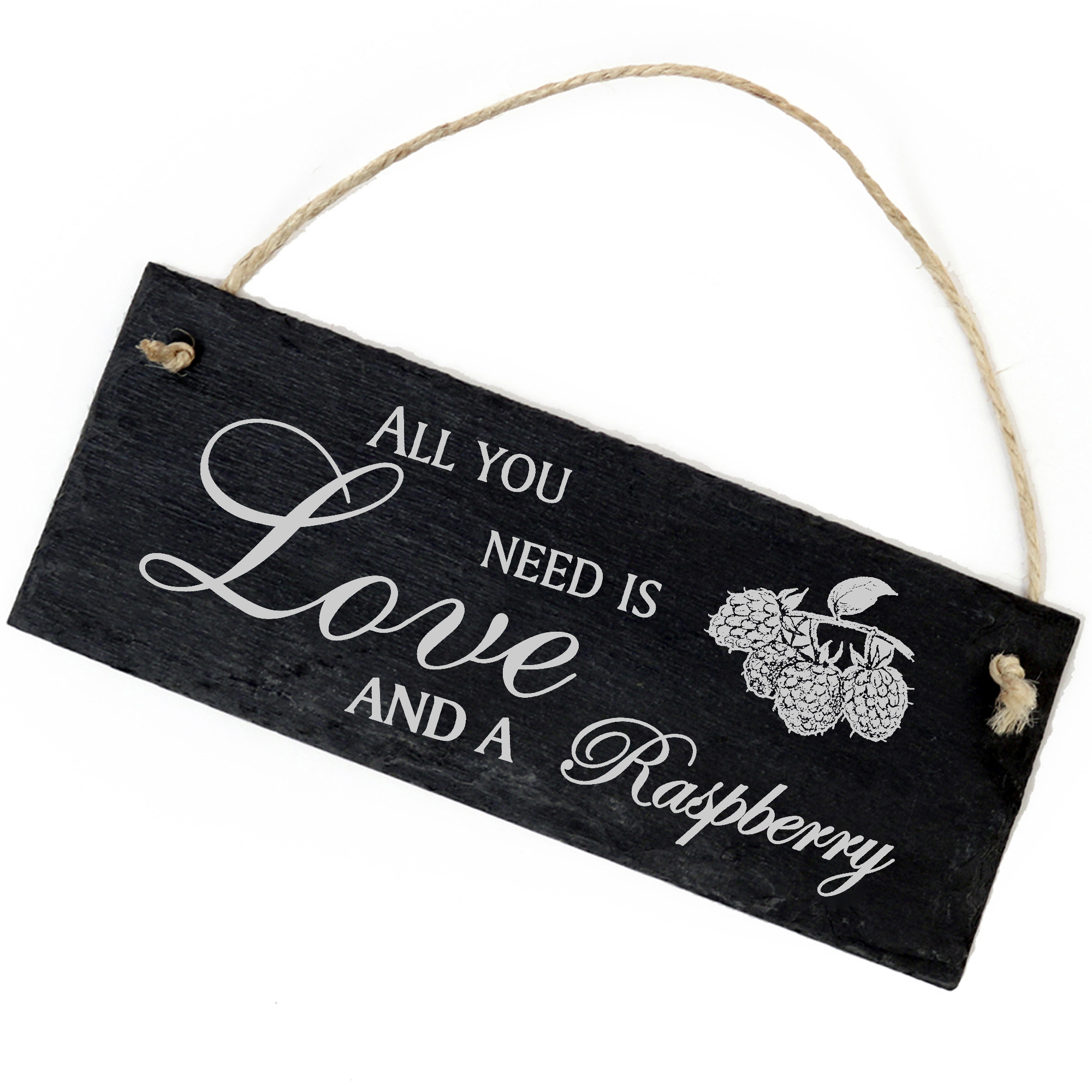 Schiefertafel Deko Himbeere Schild 22 x 8 cm - All you need is Love and a Raspberry