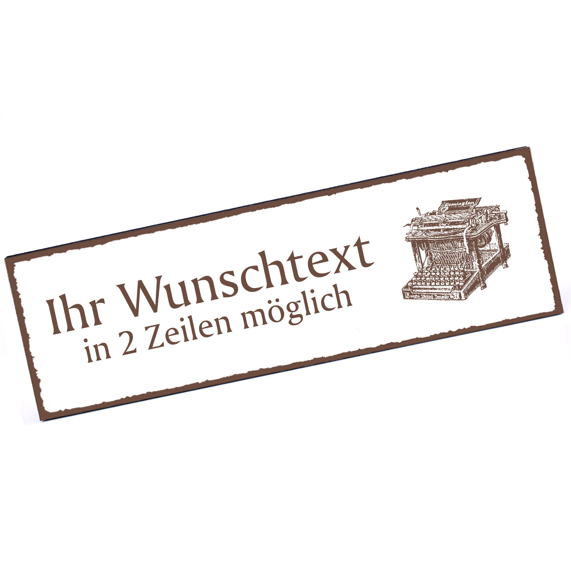 Türschild Schreibmaschine  Namensschild personalisiert mit Gravur - 150mm x 50mm - selbstklebend