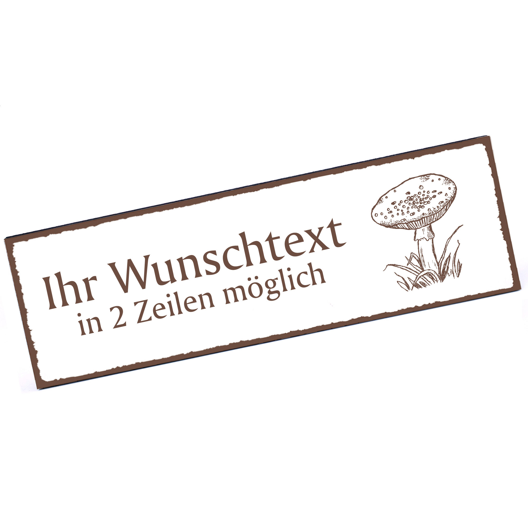 Türschild Fliegenpilz  Namensschild personalisiert mit Gravur - 150mm x 50mm - selbstklebend