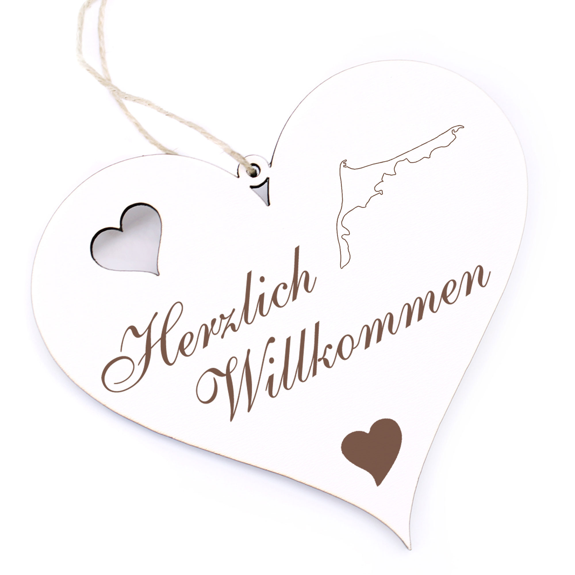 Herzlich Willkommen Schild - Fischland Darß Zingst - Deko Herz Holz
