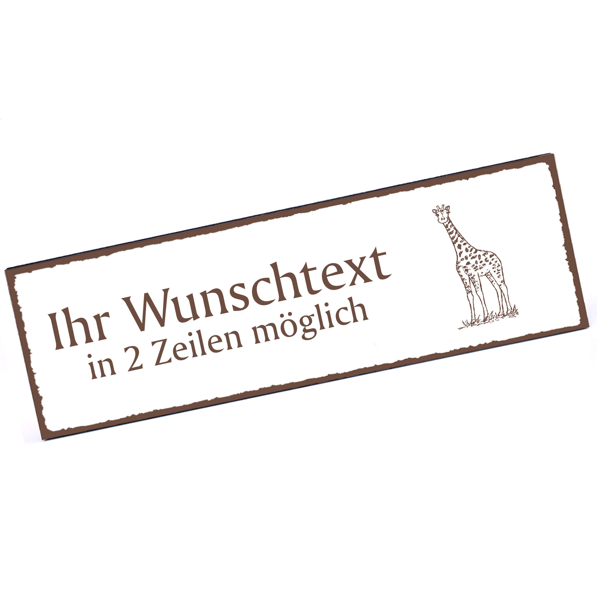 Türschild Giraffe auf Gras  Namensschild personalisiert mit Gravur - 150mm x 50mm - selbstklebend