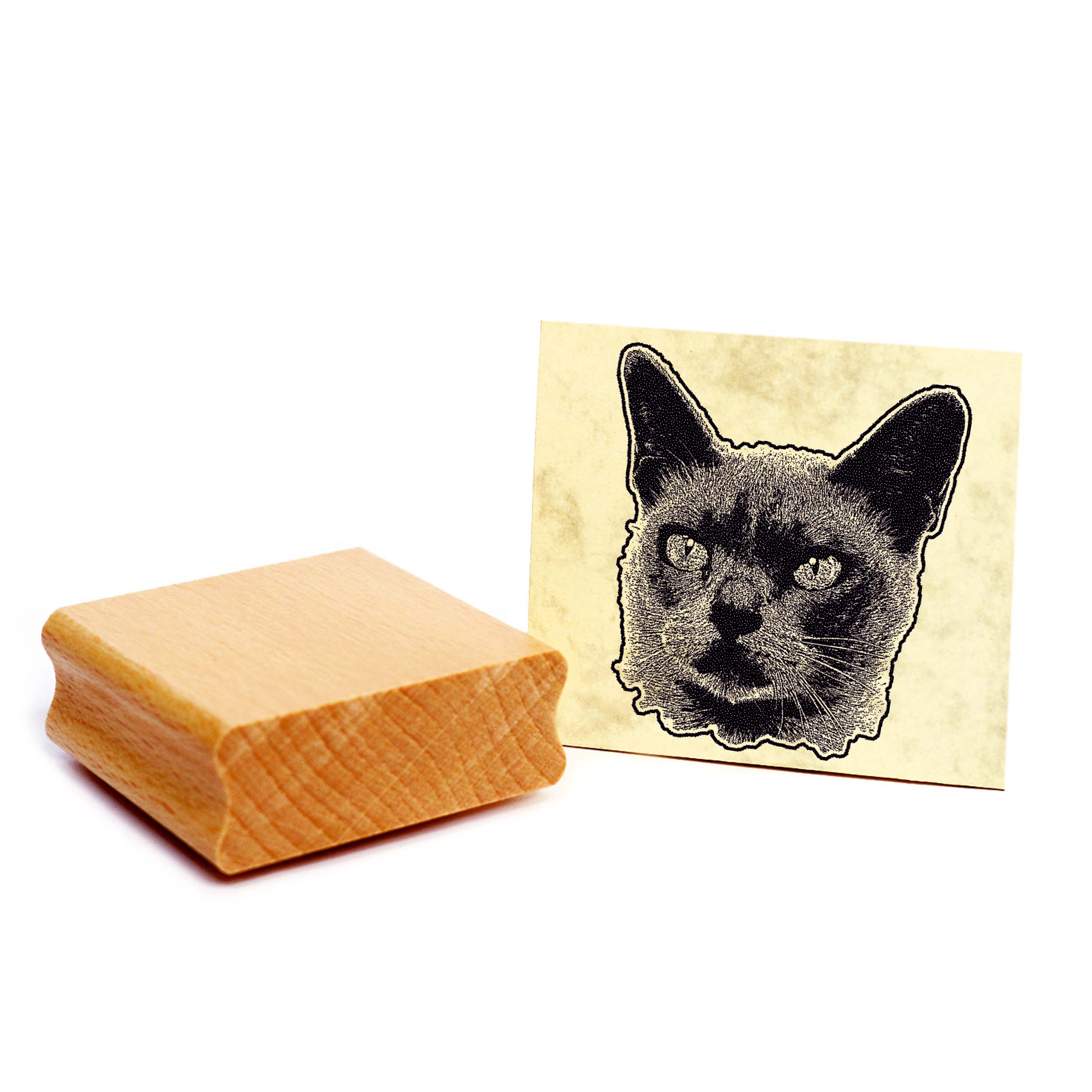 Motivstempel Burma-Katze - Stempel Katze Holzstempel ca. 48 x 48 mm